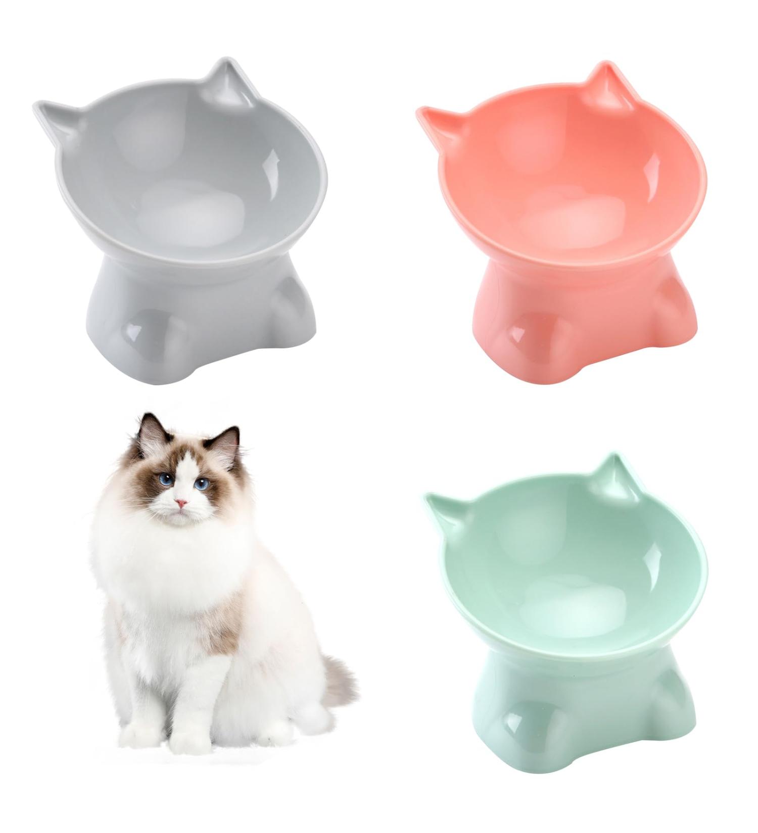 3 PCS Raised Cat Bowl Elevated Cat Feeding Bowls with Stand Tilted Pet Dog Cat Bowl Anti-Tipping Anti Vomit Cat Food Bowl Feeding Water Bowl Cat Dishes 15 Tilted Raised Cat Feeder - Buy Online on SooperMarket.com