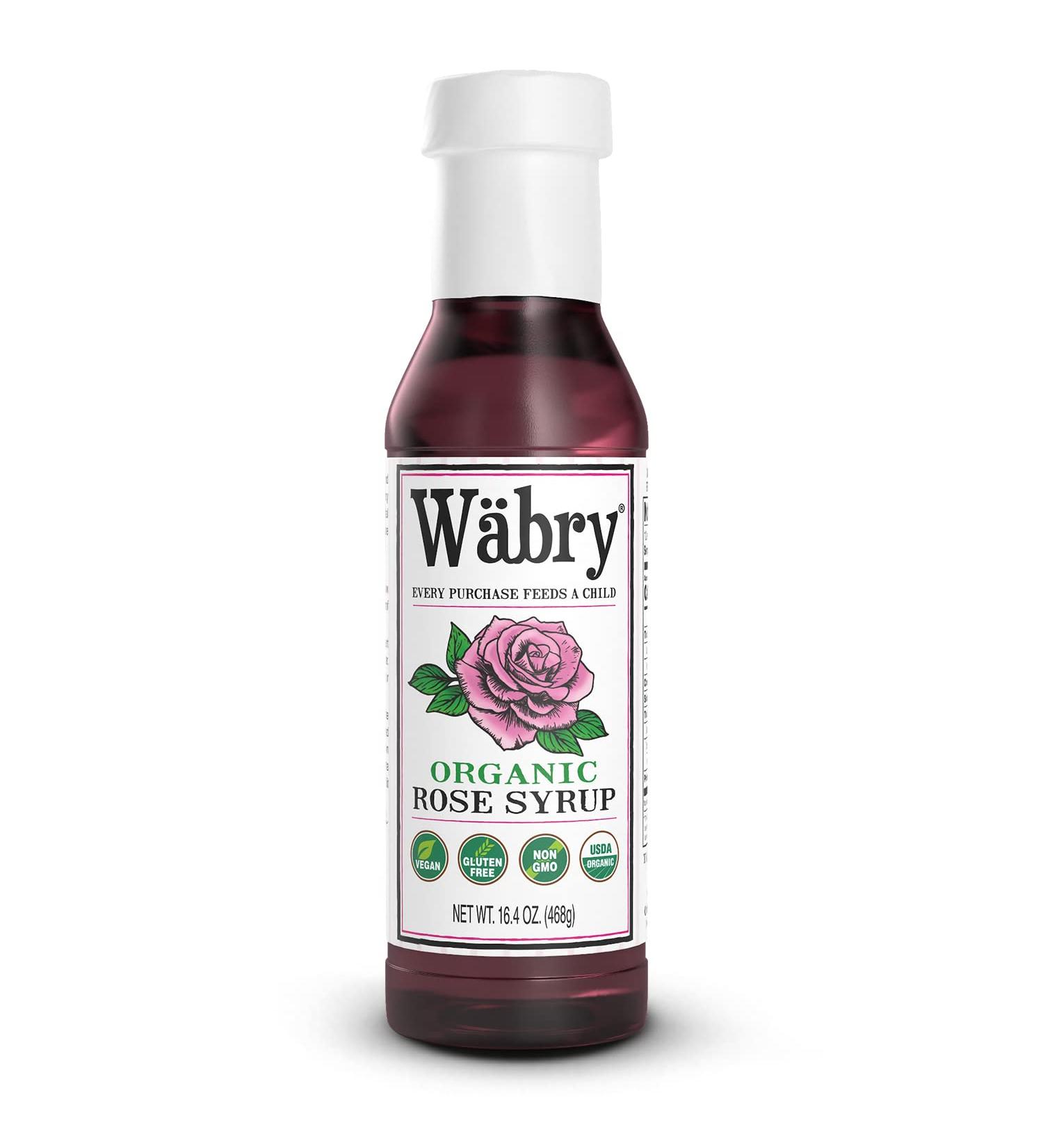 Organic Rose Syrup 16.4 oz (464g) - Perfect for Lattes, Tea, Shaved Ice - Vegan, Non-GMO, Gluten-Free - BPA-Free Bottle - Rose Flavor - 16.4oz Bottle - Buy Online on SooperMarket.com