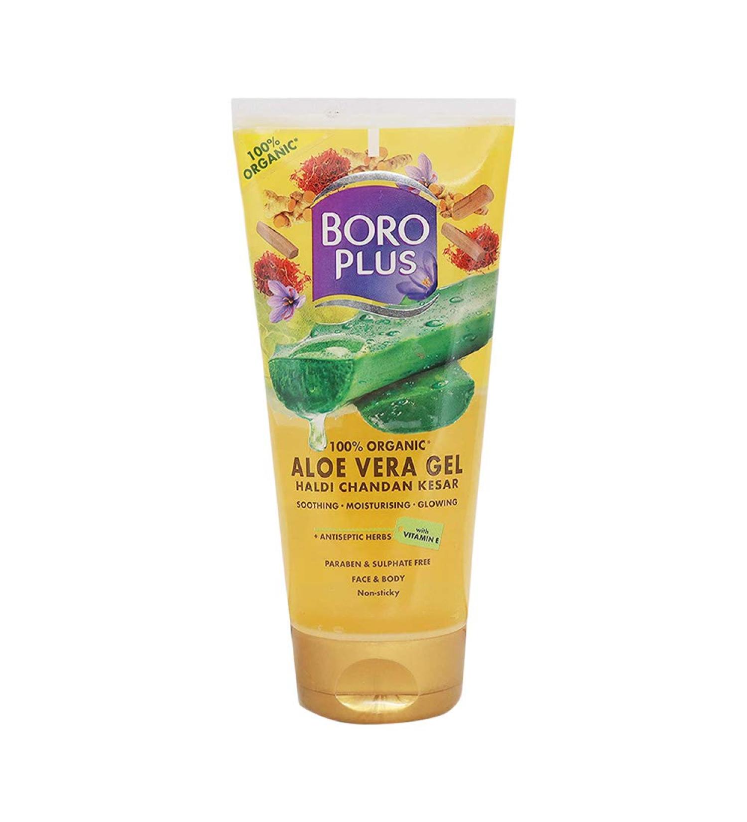 Boro Plus Aloe Vera Gel with Haldi Chandan & Kesar - 150ml | Hydrating Skincare for All Skin Types - Buy Online Internationally - Buy Online on SooperMarket.com