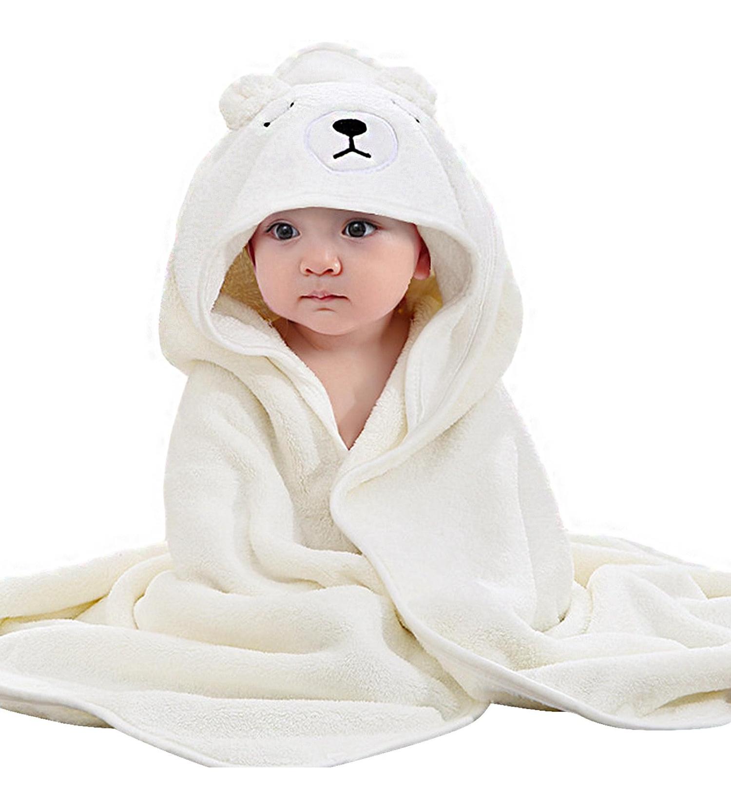 Zuimei Hooded Baby Towel - Soft Cute Animal Design for Newborns - Boy and Girl Birthday Gift - Bear Pattern - Buy Online on SooperMarket.com