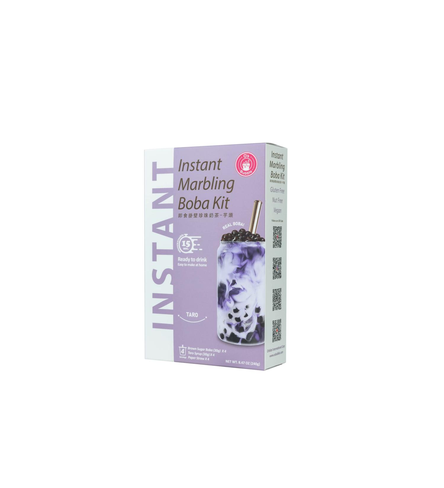 O's Bubble Instant Boba Kit | Marbling Boba Tea Kit with Tapioca Pearl & Syrup | Vegan & Gluten-Free | Taro Flavor (Pack of 4) - Buy Online on SooperMarket.com