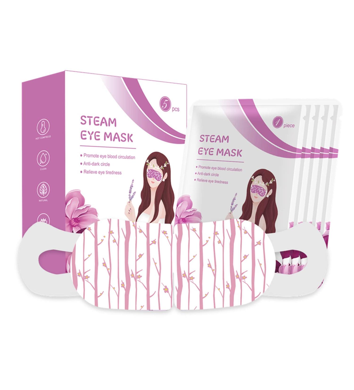 ProChosen 5 Packs Steam Eye Mask Warming Eye Mask Self Heating Eye Mask Sleep Mask Heated Eye Mask for Dry Eyes Fatigue Disposable Moist Hot Compress Eye Patch Great Gifts for Men Women (Lavender) - Buy Online on SooperMarket.com