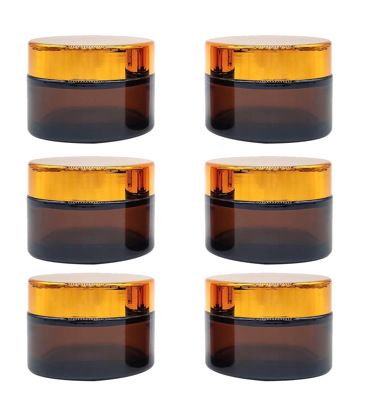 Bakiauli 6-Piece 50ml Amber Glass Cream Cans Empty Cosmetic Containers with Screw Cap for Creams & Lotions - Buy Online on SooperMarket.com