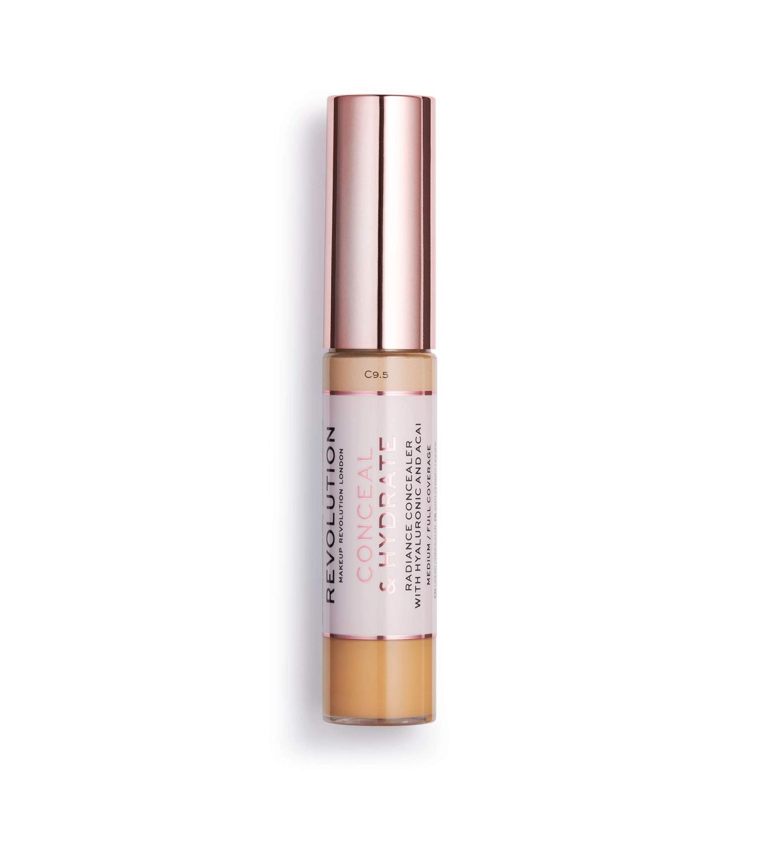 Makeup Revolution Conceal & Hydrate Concealer C9.5 - Medium Skin Tones, Dewy Finish, Vegan & Cruelty-Free | 0.45 fl.oz - Buy Online on SooperMarket.com