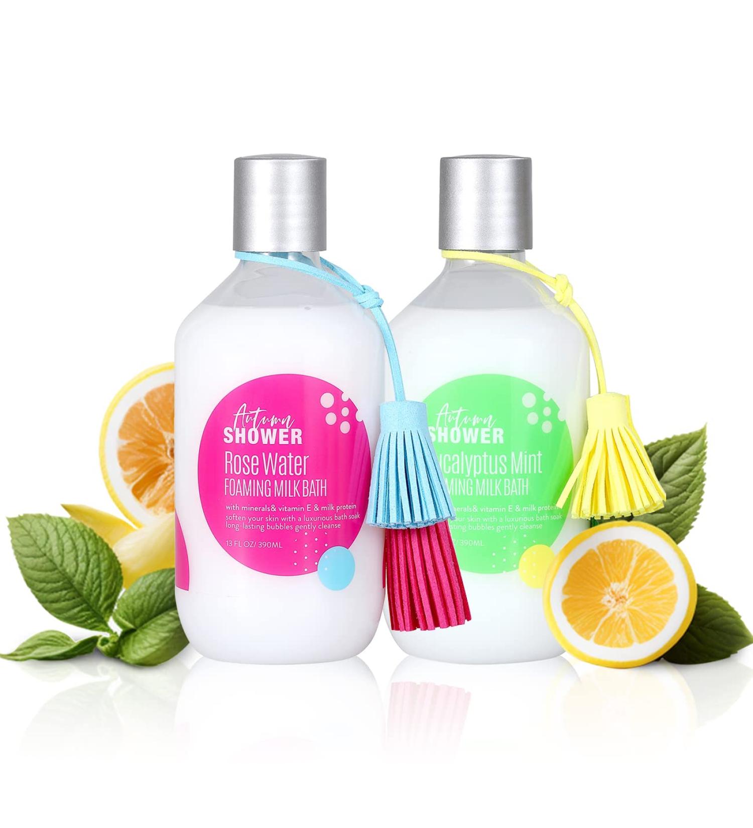 Autumn Shower Epsom Salt Bubble Bath Set - Rose Water & Eucalyptus Mint - 26 Fl Oz (2 Pack) - Buy Online on SooperMarket.com