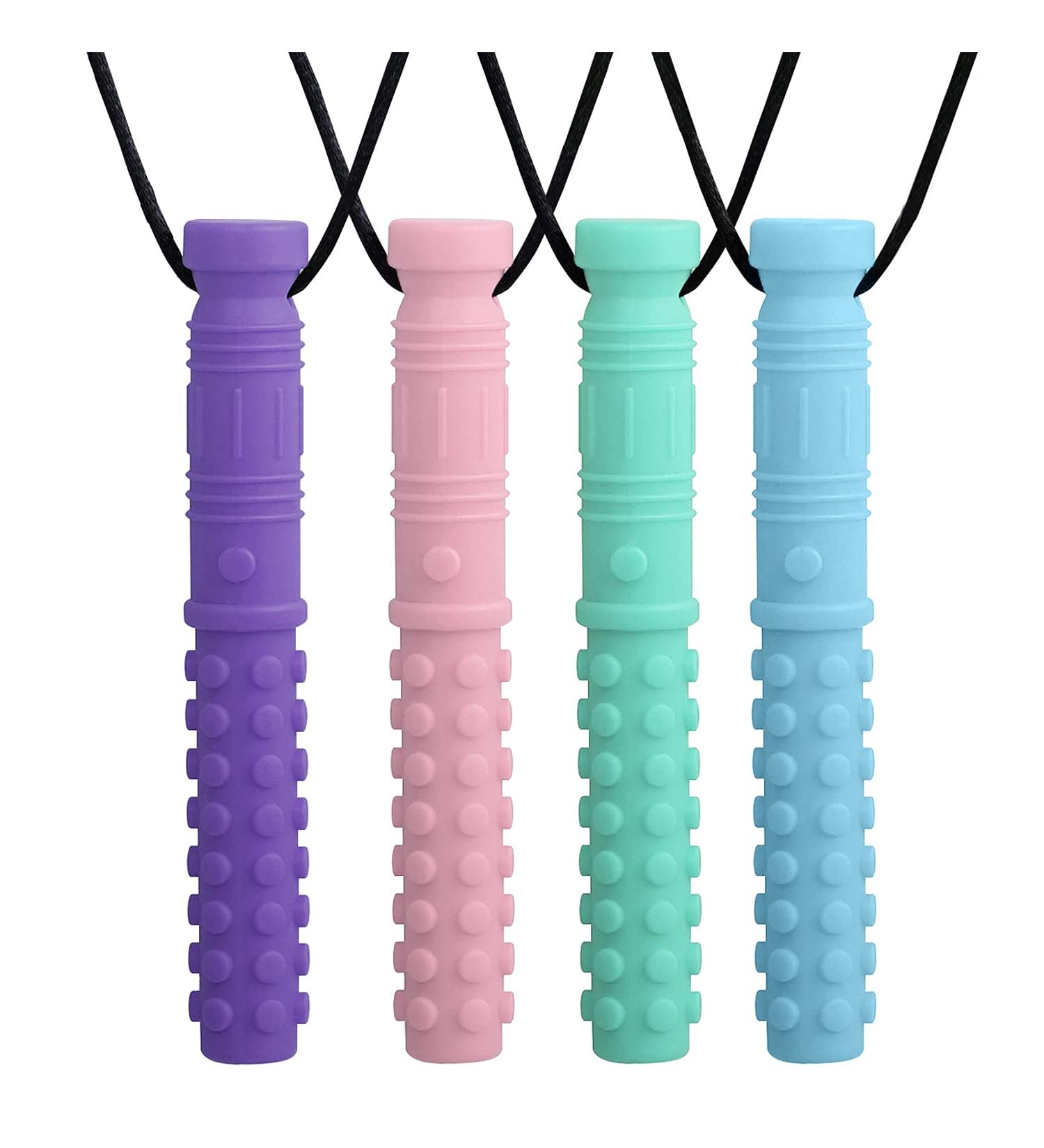 Sensory Chew Necklace 4 Pack - Seeway Mace Chewy Necklace Set for Kids - BPA Free Silicone Chew Toys for ADHD & SPD - Buy Online on SooperMarket.com