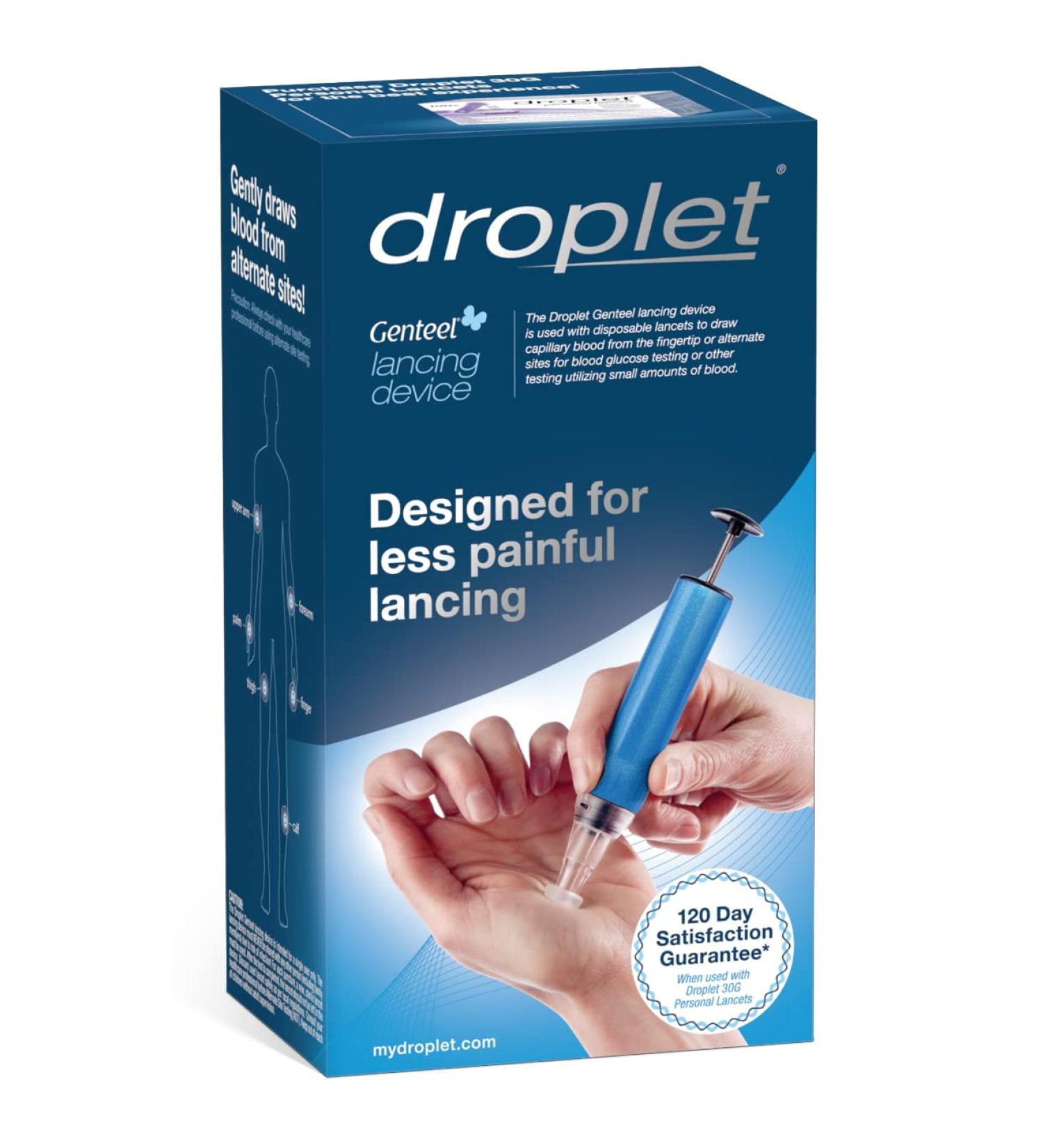 Droplet Genteel Lancing Device with 6 Depth Control Contact Tips, Vacuum Technology for Less Painful Testing - 1ct Box - Buy Online on SooperMarket.com