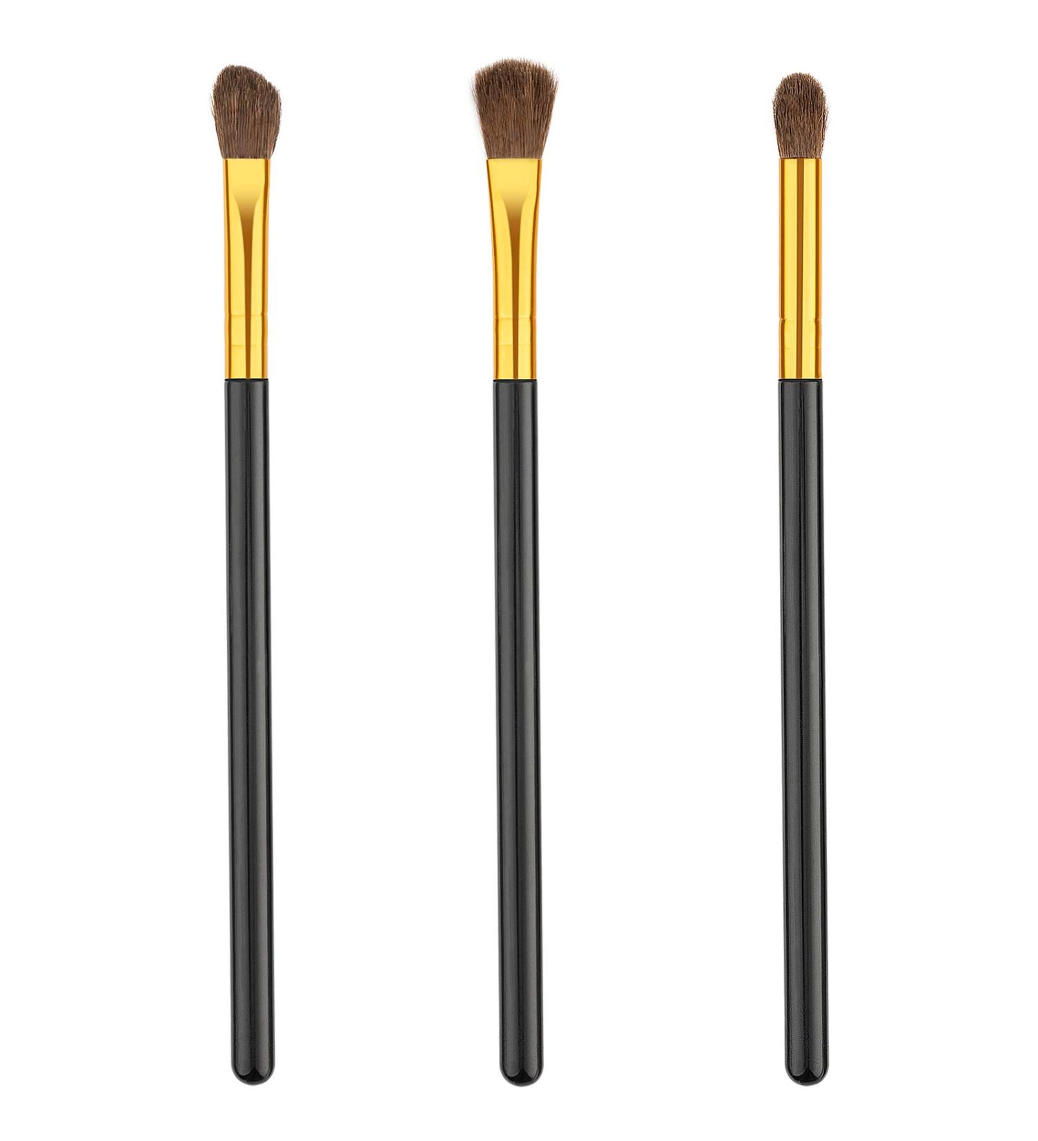 Urbanstrive 3pcs Professional Eye Makeup Brushes Set | Soft Synthetic Blending Brush Kit for Flawless Eyeshadow Eyeliner & Eyebrow Application - Gold - Buy Online on SooperMarket.com