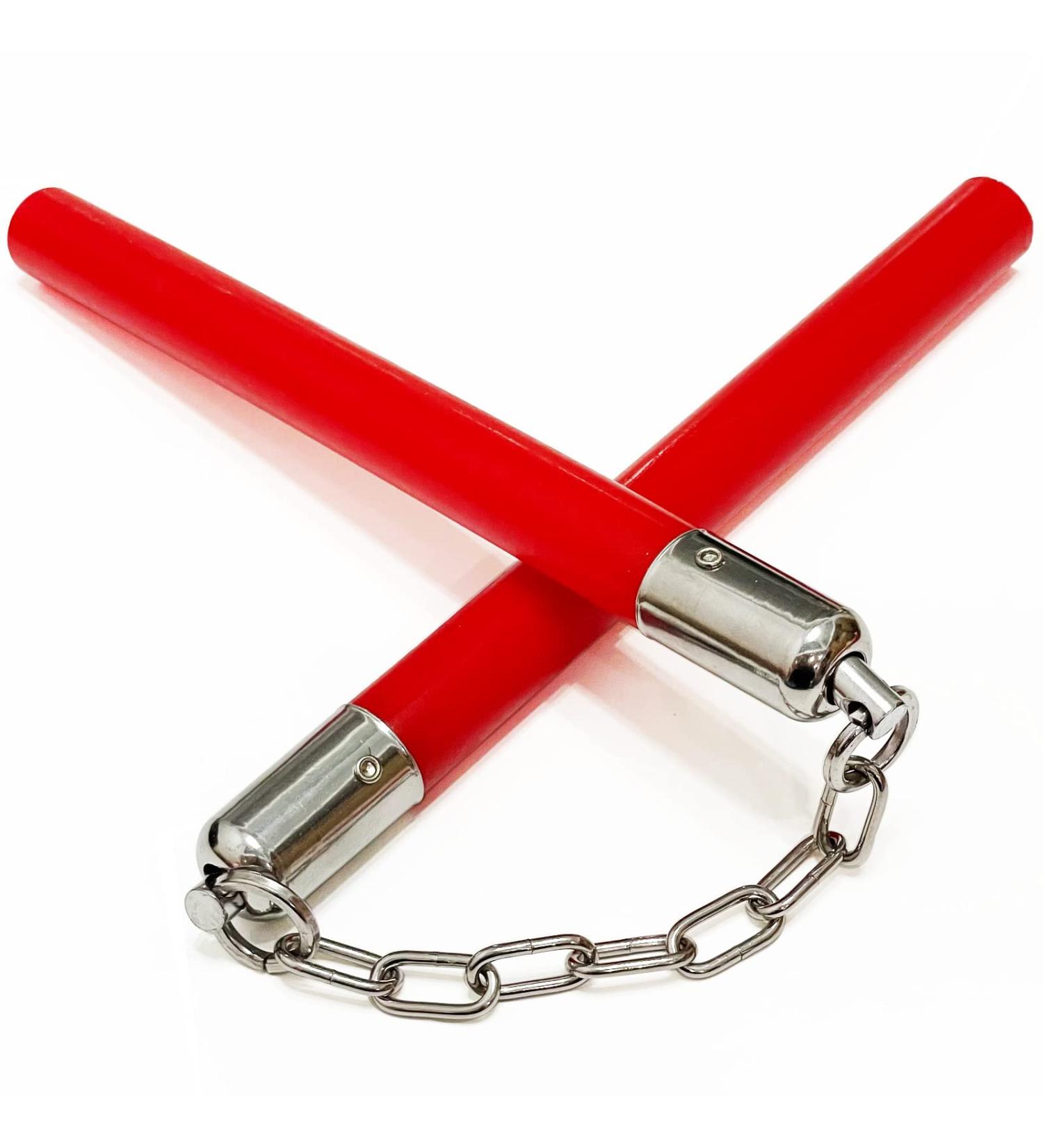 OWNALL Flexible Polyurethane Rubber Nunchucks for Adults | High Hardness & Elasticity with Steel Swivel Chain | Durable & Safe for Professionals - Red - Buy Online on SooperMarket.com