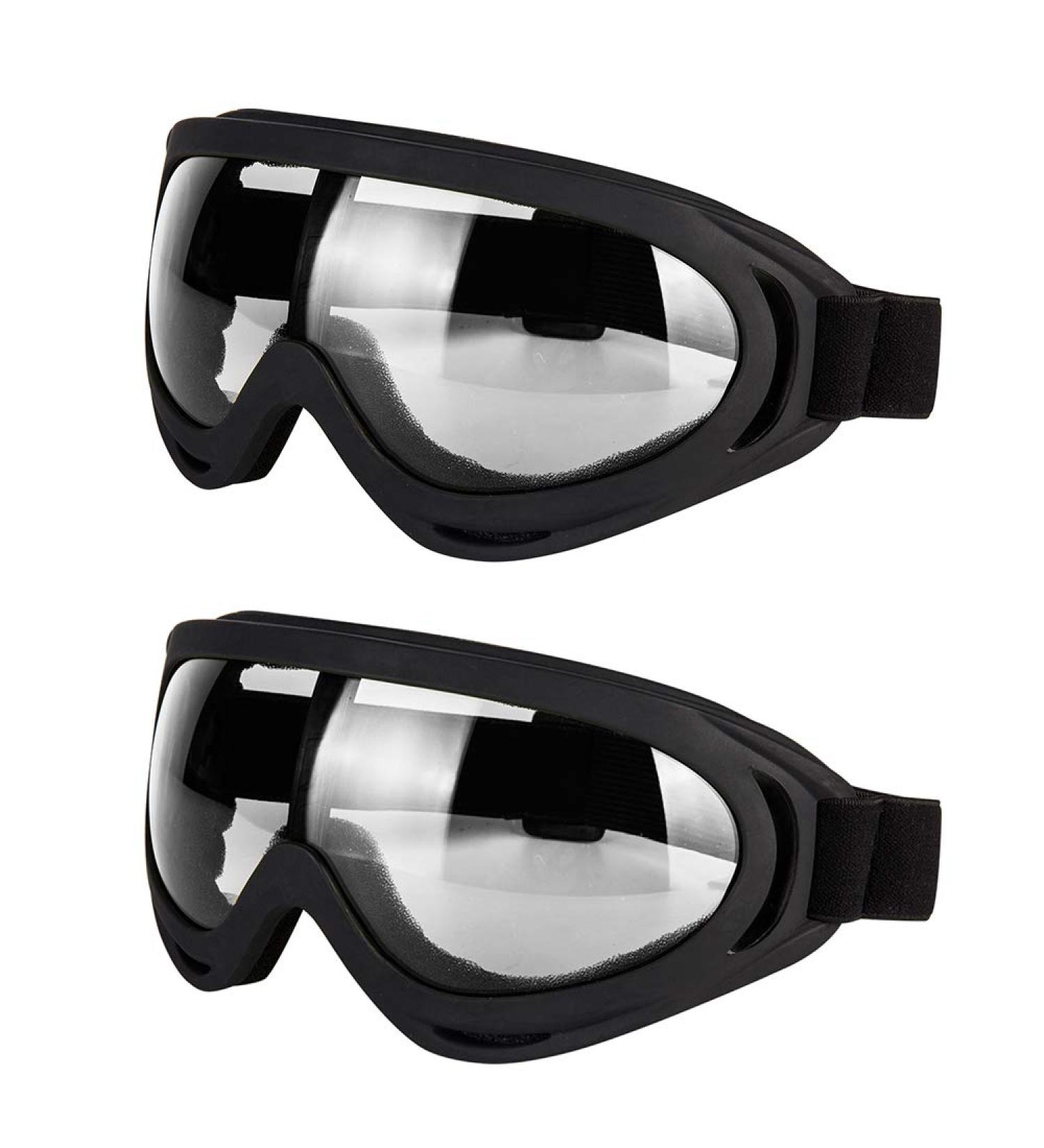 LJDJ Motorcycle Goggles Set of 2 - Anti-UV Dirt Bike ATV Motocross Protective Glasses for Men Women Kids - Adjustable Offroad Tactical Combat Goggles in Black with Clear Lens - Buy Online on SooperMarket.com
