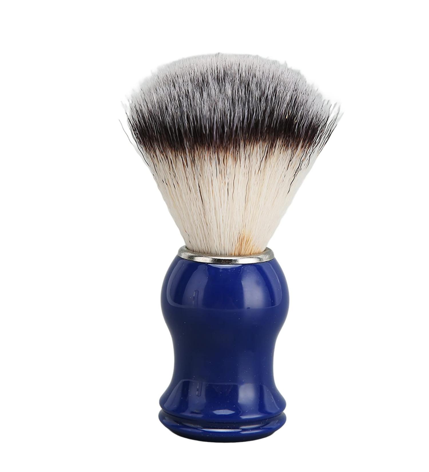 Handmade Shaving Brushes for Men - Blue Handle & Silver Ring | Beauty & Hairdressing Salon Essential - Buy Online on SooperMarket.com