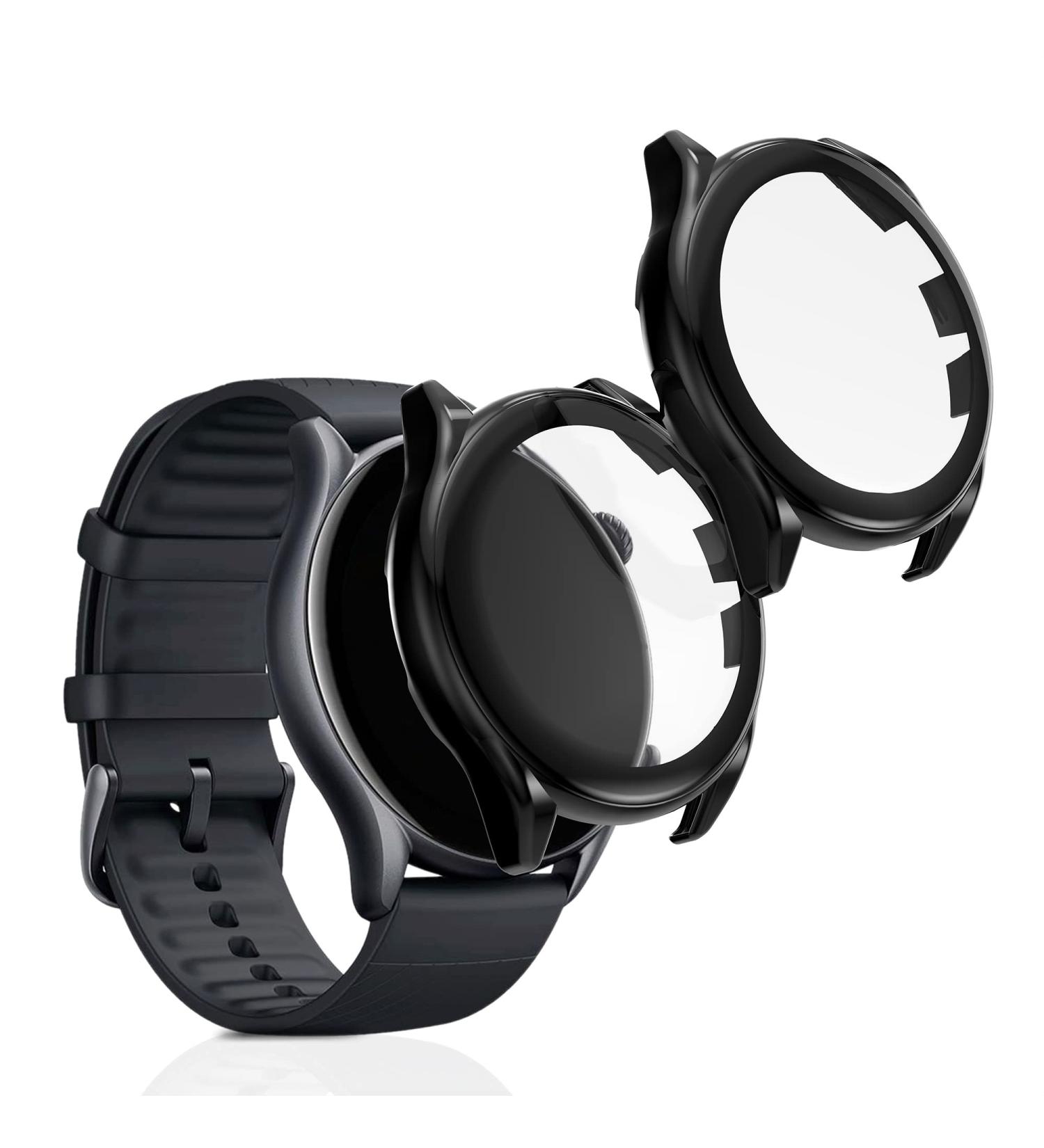 kwmobile Cover for Huami Amazfit GTR 3 / GTR 3 Pro - Set of 2 Black/Black Tempered Glass with Plastic Frame - Buy Online on SooperMarket.com