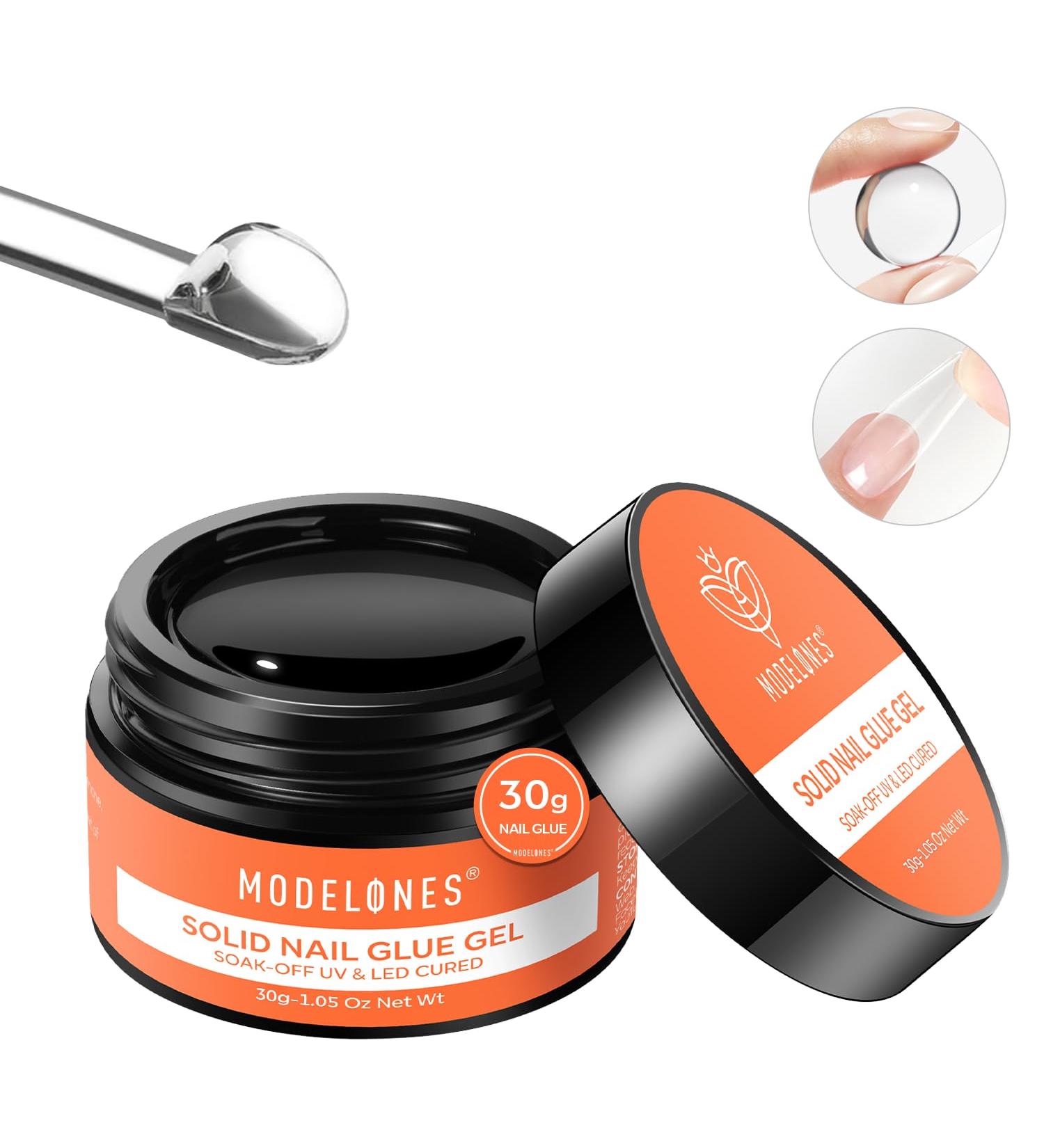 Modelones Solid Nail Glue Gel - Long-Lasting Strong Adhesion for Press On & Acrylic Nails | 30g DIY Nail Art UV Light Cured - Buy Online on SooperMarket.com
