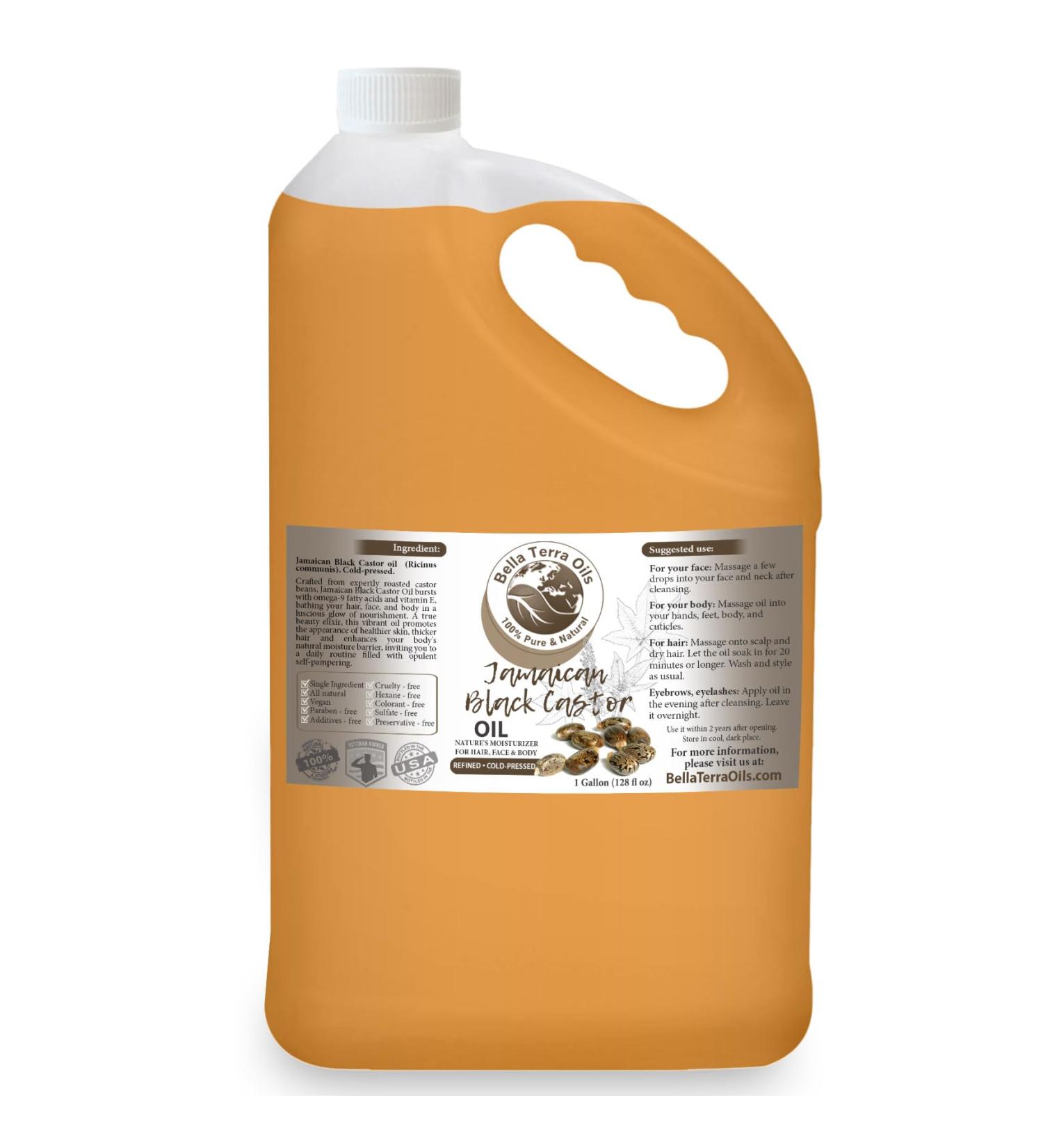 Buy Bella Terra Oils Pure Black Castor Oil - 1 Gallon for Hair & Skin | Fortifying Moisturizing Shine & Hydrate (Pack of 10) - International Shipping Available - Buy Online on SooperMarket.com