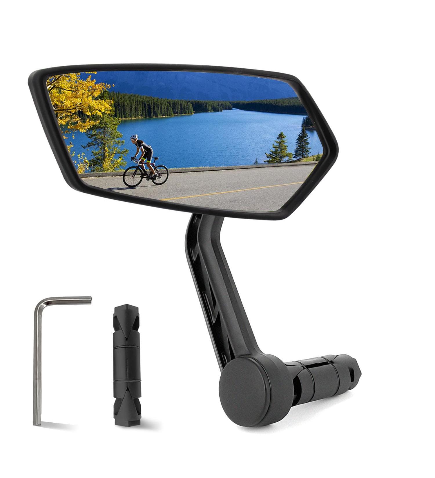 Arkham Bike Mirror - HD Real Glass Extra Large Left Handlebar (15-20mm) for E-Bikes - Premium Square Bicycle Back Mirror - Buy Online on SooperMarket.com