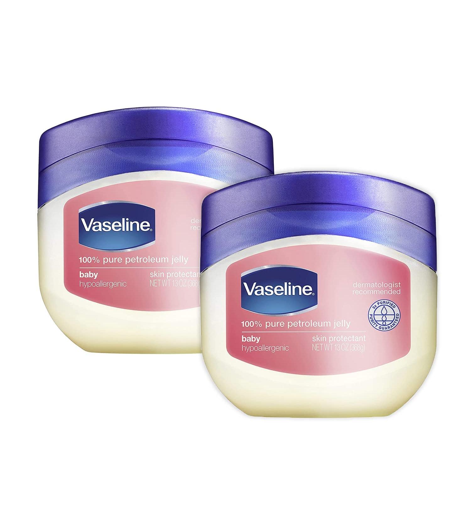 Vaseline Baby 100% Pure Petroleum Jelly - 2 Pack, 13 oz ea | Dermatologist Recommended, Hypoallergenic Skin Protectant for Diaper Rash & Chafed Skin - Buy Online on SooperMarket.com