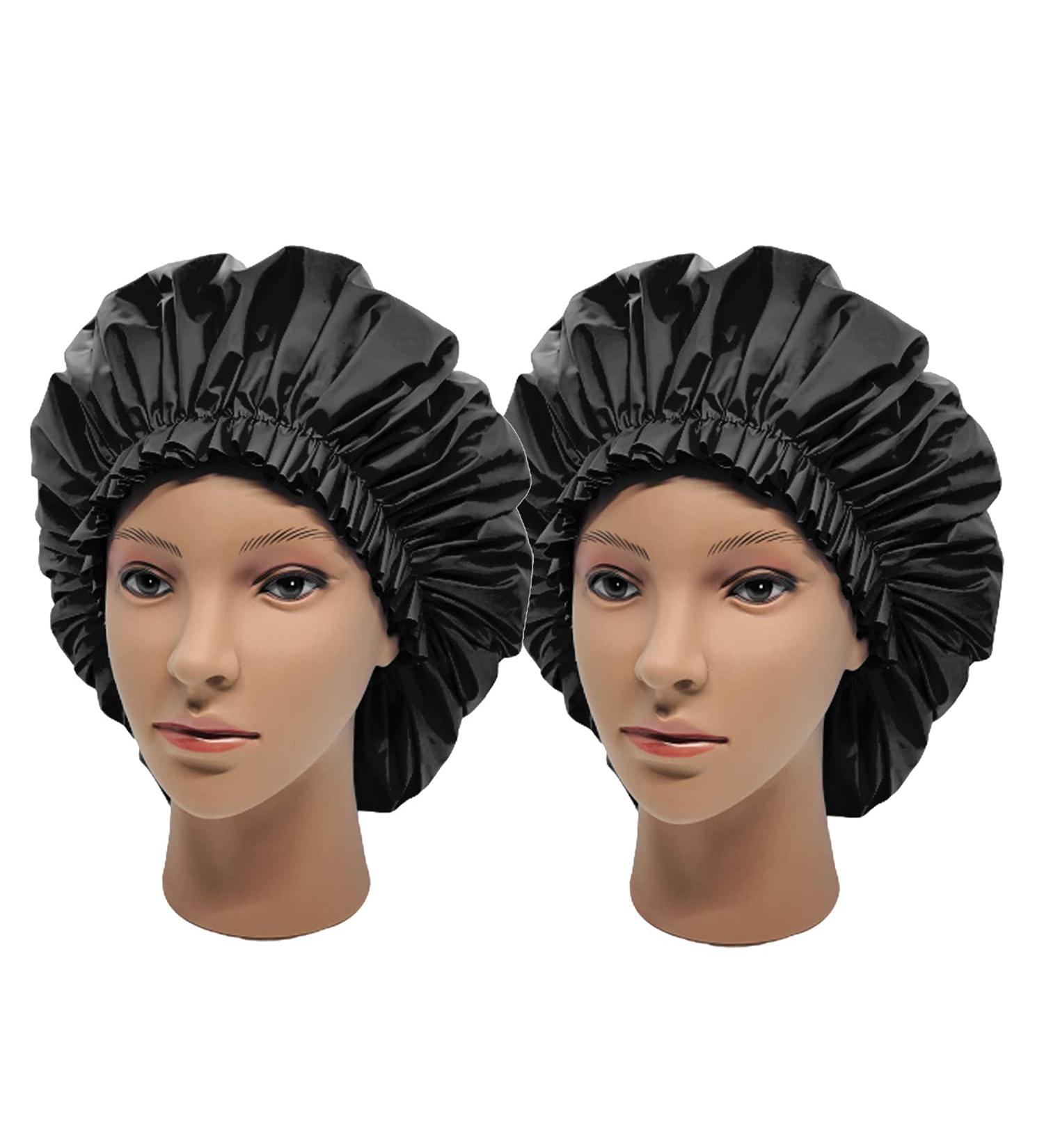 Elebox 2 Pack Waterproof Super Jumbo Shower Caps for Women with Long Hair - Black - Buy Online on SooperMarket.com