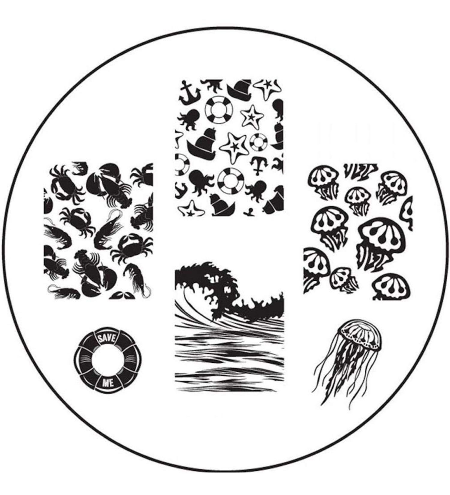 STAMPING STENCIL # BM-504 Summer sea ocean vacation jellyfish crabs beach lifebuoy