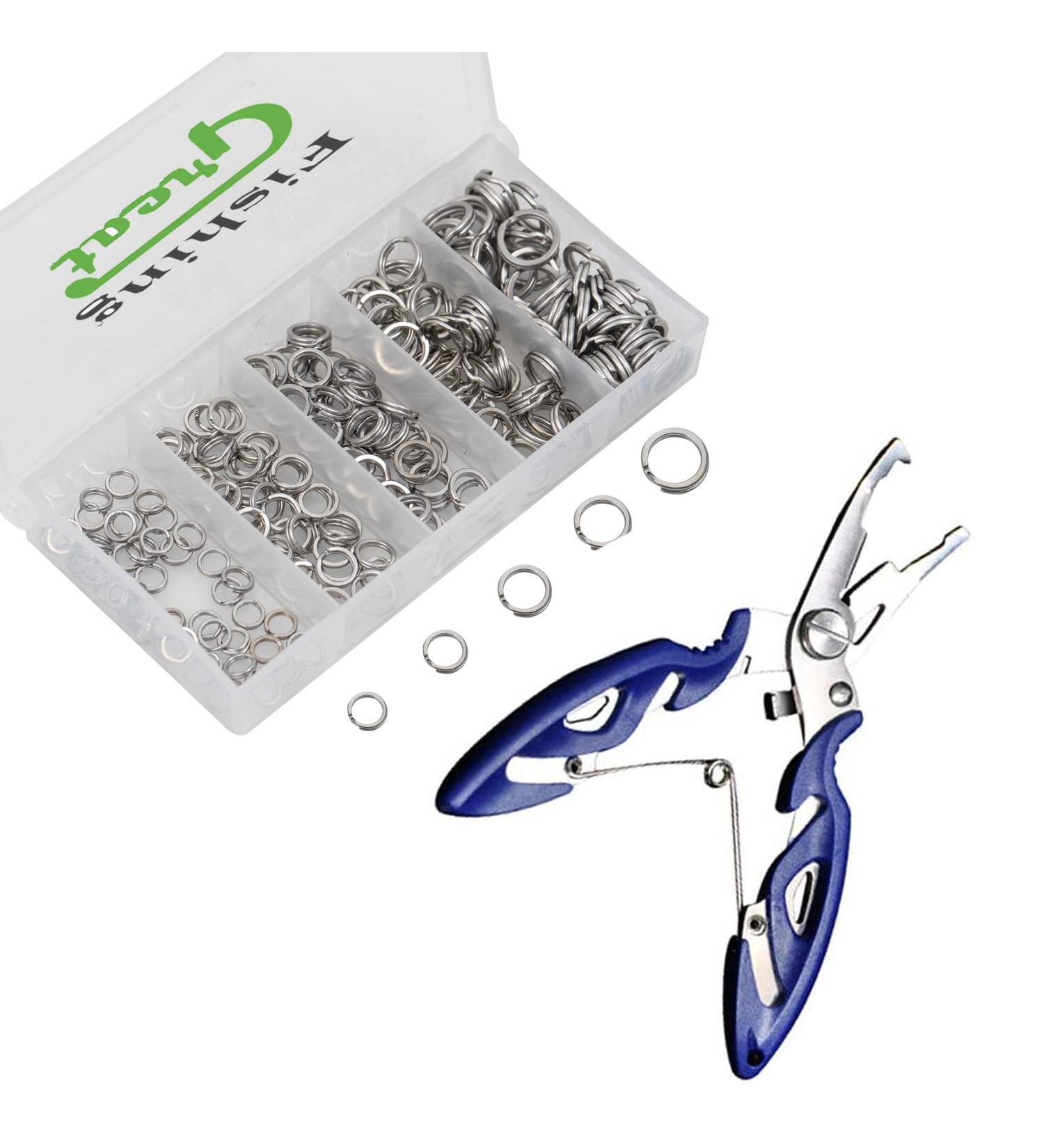 GREATFISHING 200PCS Stainless Steel Split Ring Lure Connector + Pliers | 30-120lb Test | 5-9mm Ring Size - Buy Online on SooperMarket.com