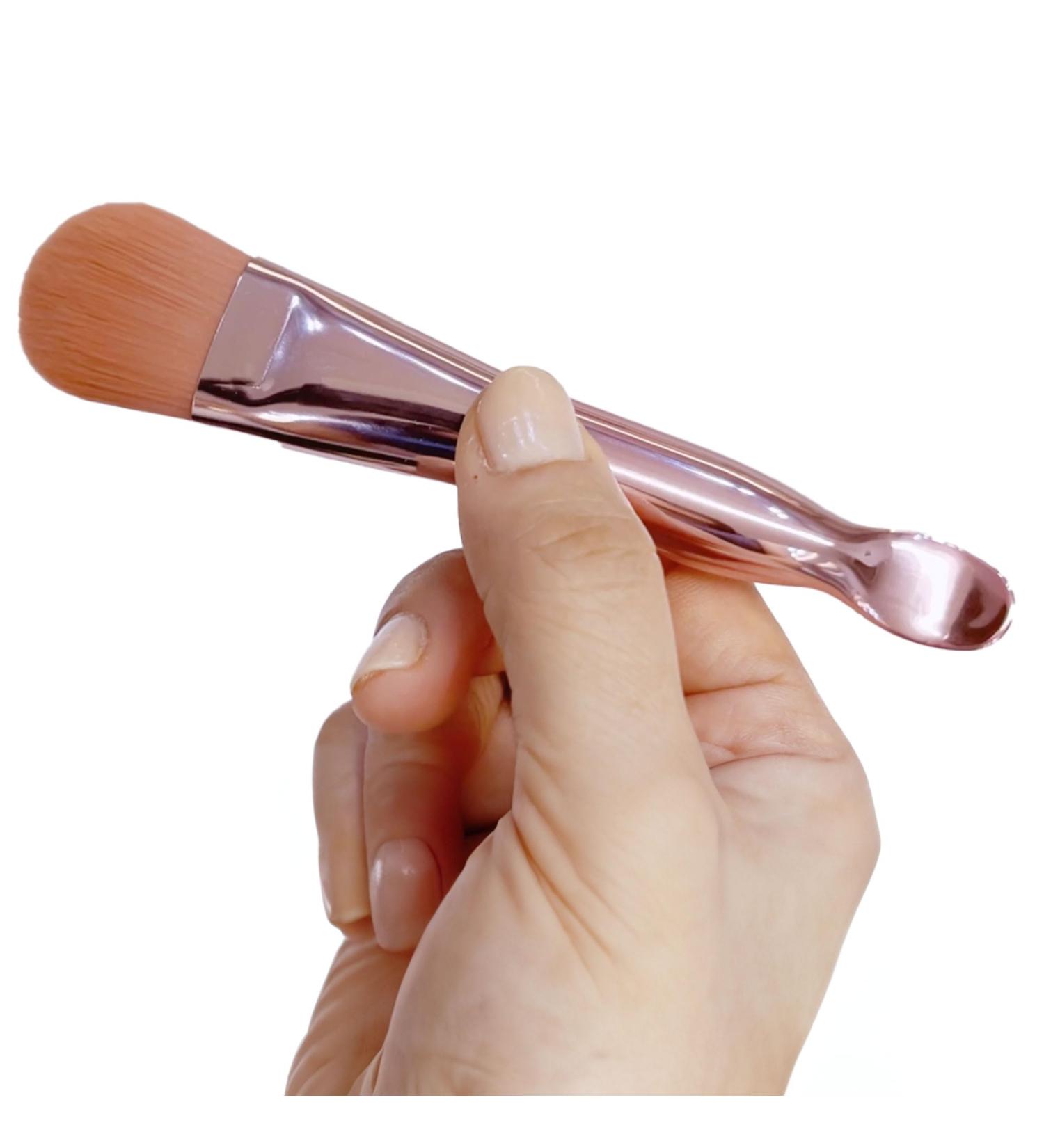 Face Mask Applicator Brush - Dual-Ended Soft Bristles Tool for Mud Clay & Charcoal Masks | Rose Gold Cosmetic Beauty Spatula for Creams & DIY Skincare - Buy Online on SooperMarket.com