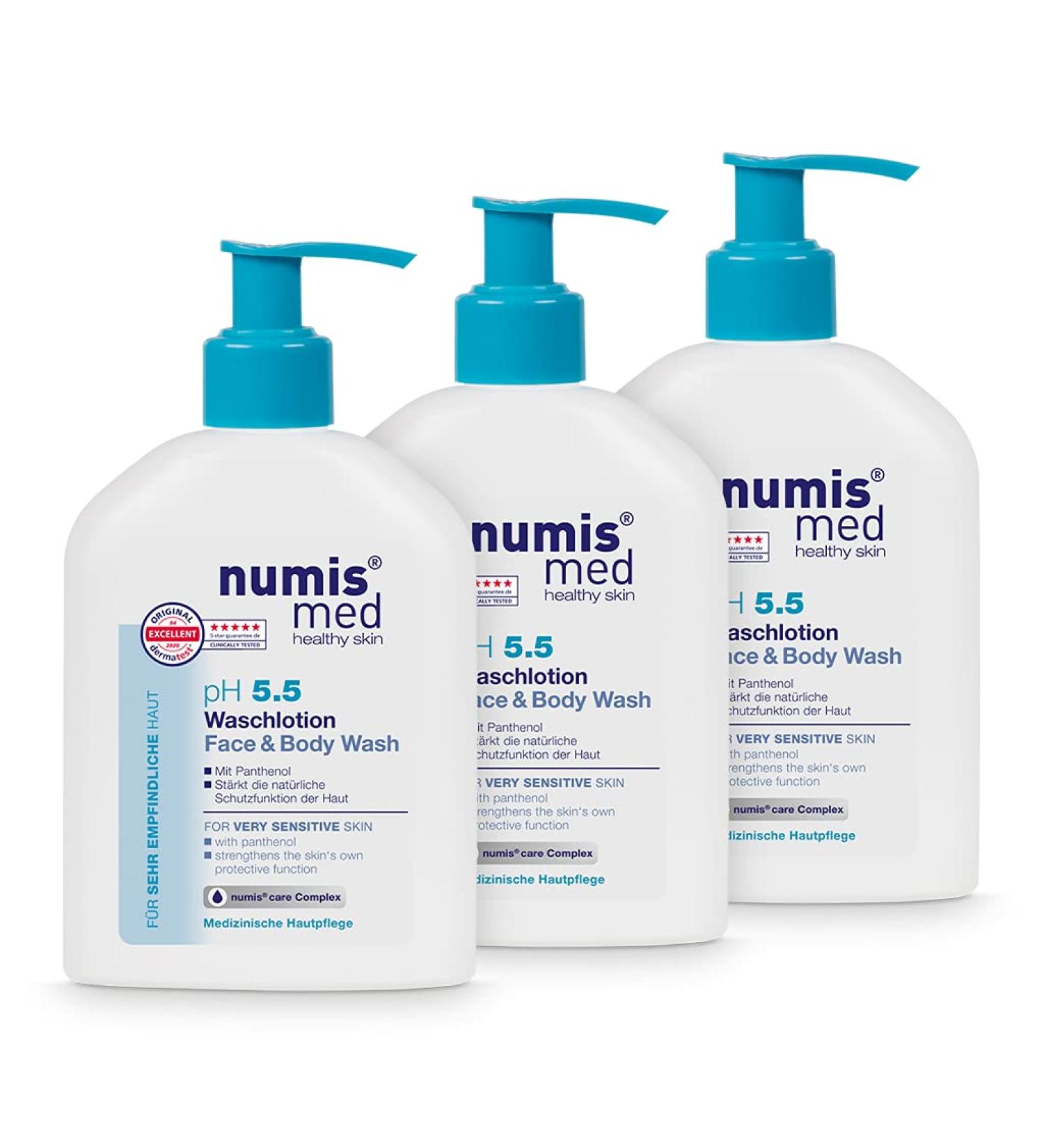 Numis Med Waschotion PH 5.5 - 3 Pack Skin-Calming Vegan Body Lotion for Sensitive Skin | Silicone Paraben & Mineral Oil Free (3x 200 ml) - Buy Online on SooperMarket.com
