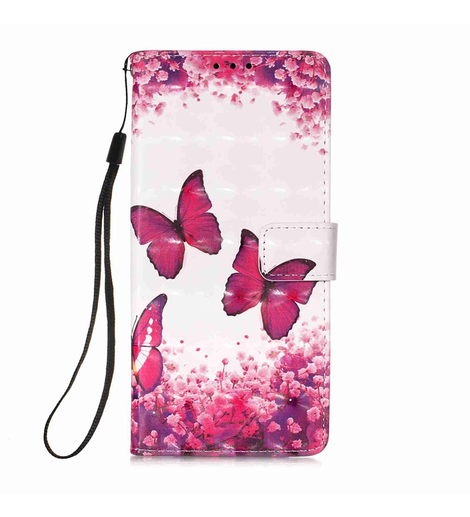 Buy Compatible Samsung Galaxy A14 Wallet Case - Glossy 3D Pattern PU Leather with Red Butterfly Design | International Shipping - Buy Online on SooperMarket.com