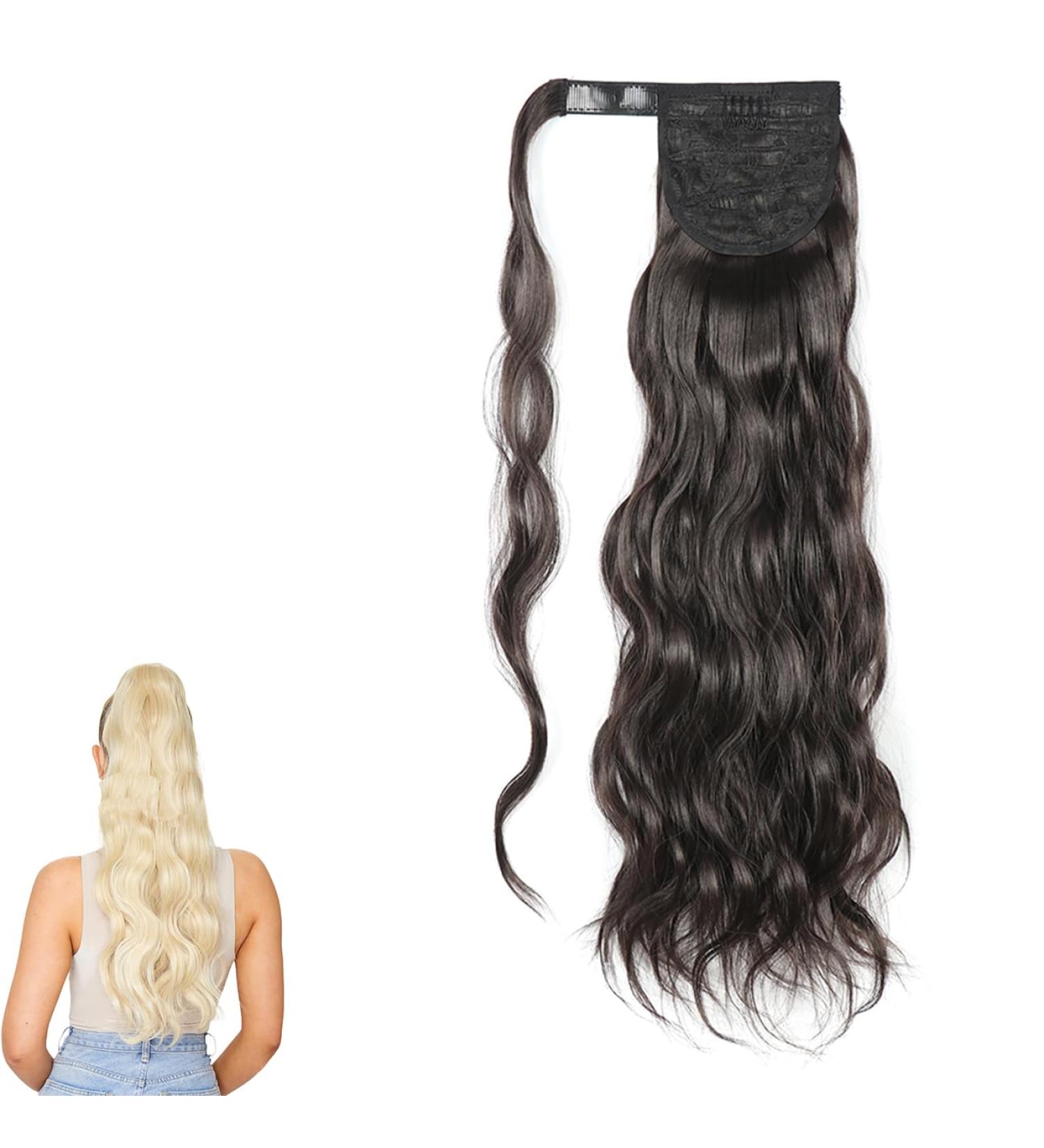 Prinfantasy Long Wavy Ponytail Extension - 24 inch Synthetic Hairpiece for Women/Girls | Curly Clip-in Wrap Around Hair Ponytail MW123 - Buy Online on SooperMarket.com