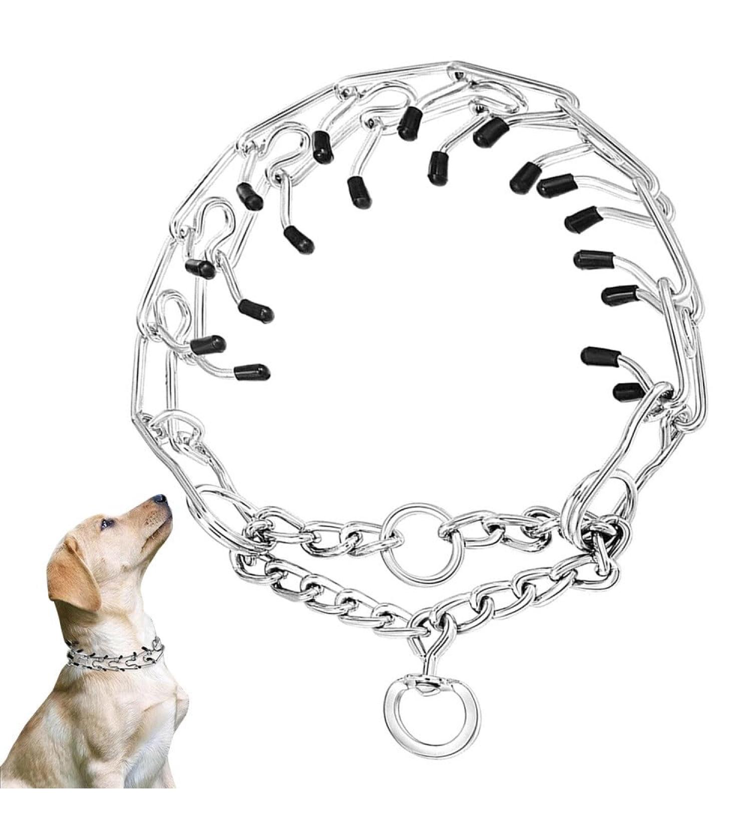 NAVESO Metal Choke Chain for Dog Prong Collar for Dogs Dog Training Collar Anti Bark Collars for Dogs Adjustable Dogs Collars with Comfort Rubber Tips 4mmx60cm for Large Medium Small Dogs - Buy Online on SooperMarket.com