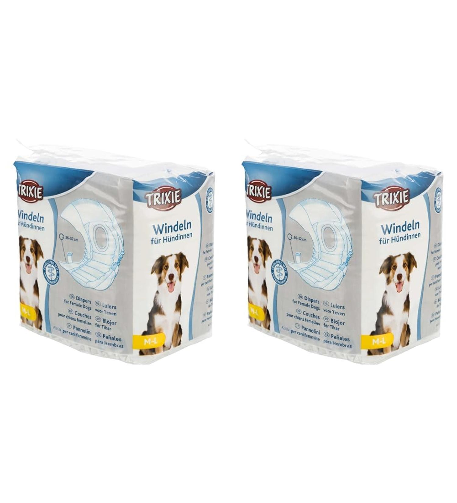 Trixie Dog Diapers M-L (12 Pack) for Bitches - White Fits 36-52 cm | International Shipping Available - Buy Online on SooperMarket.com