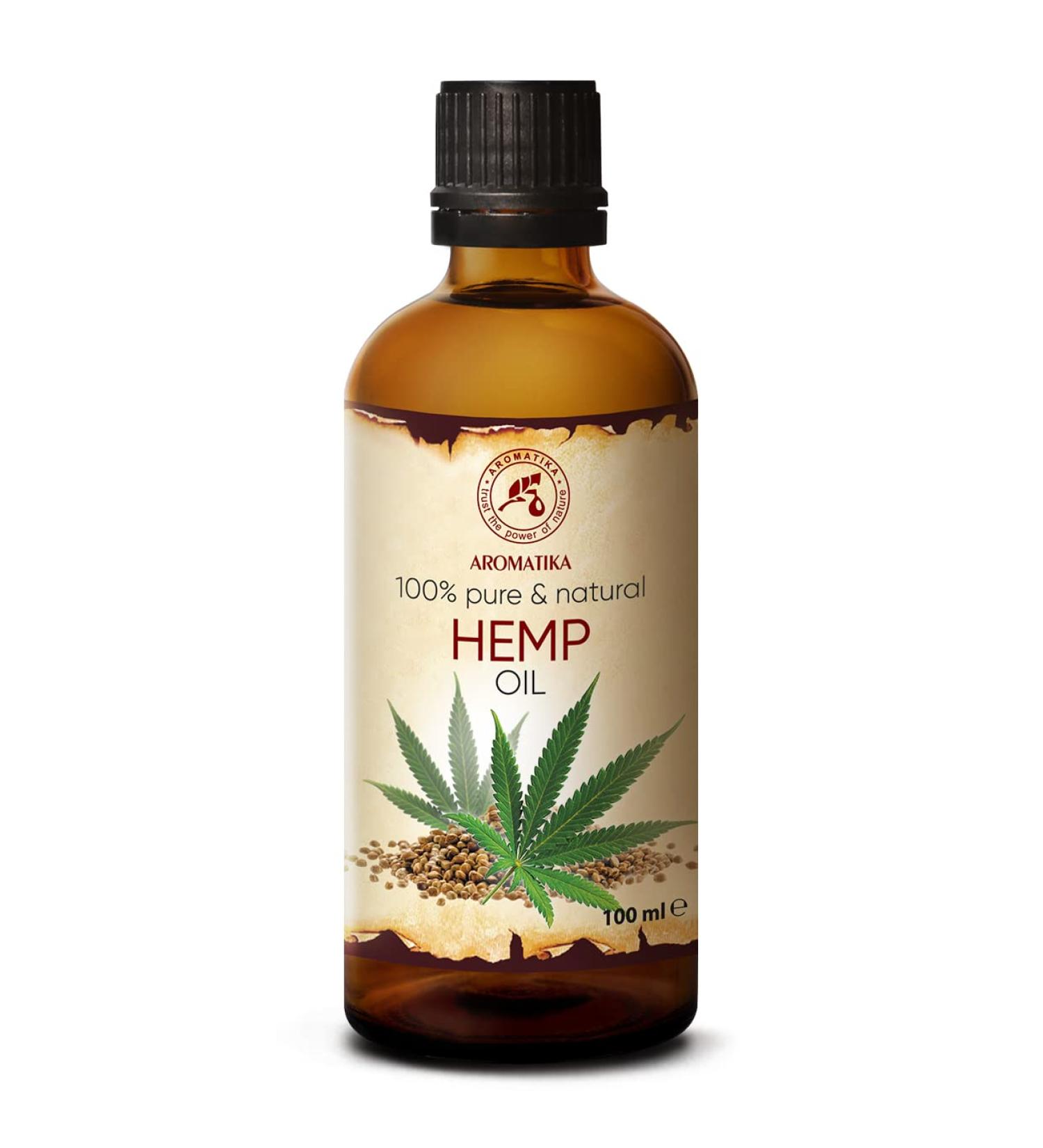 Hemp Oil 100ml - Pure & Natural Cold Pressed - Intensive Care for Face Hair & Body in Glass Bottle - Buy Online on SooperMarket.com
