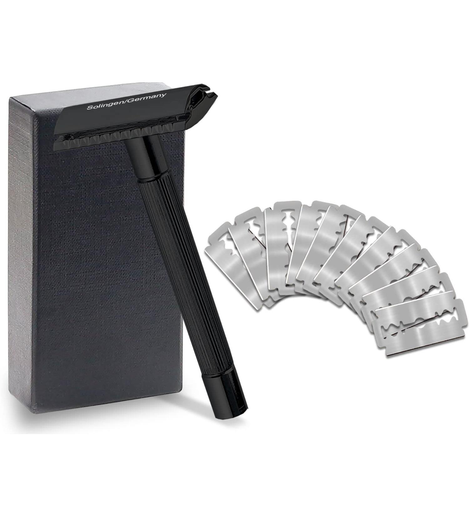 Solingen Men's Wet Razor - Closed Comb Safety Razor with 10 Blades | Stainless Steel Handle - Perfect Beard Care | Made in Germany - Buy Online on SooperMarket.com