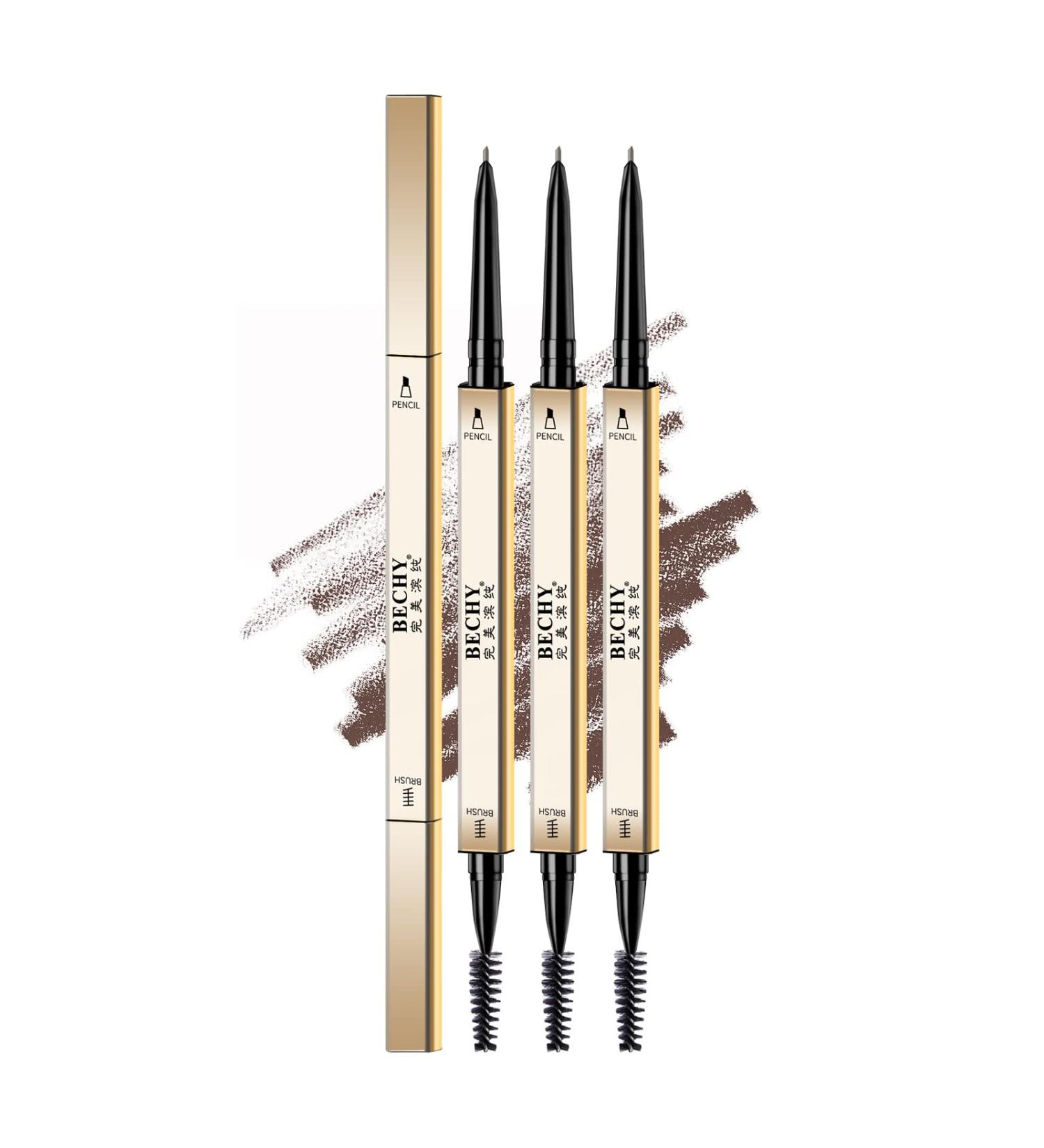 3 PCS Waterproof Long-Lasting Dark Brown Eyebrow Pencil Set - Natural Brow Makeup | Ultra Slim Defining Pencils 3pcs - Buy Online on SooperMarket.com
