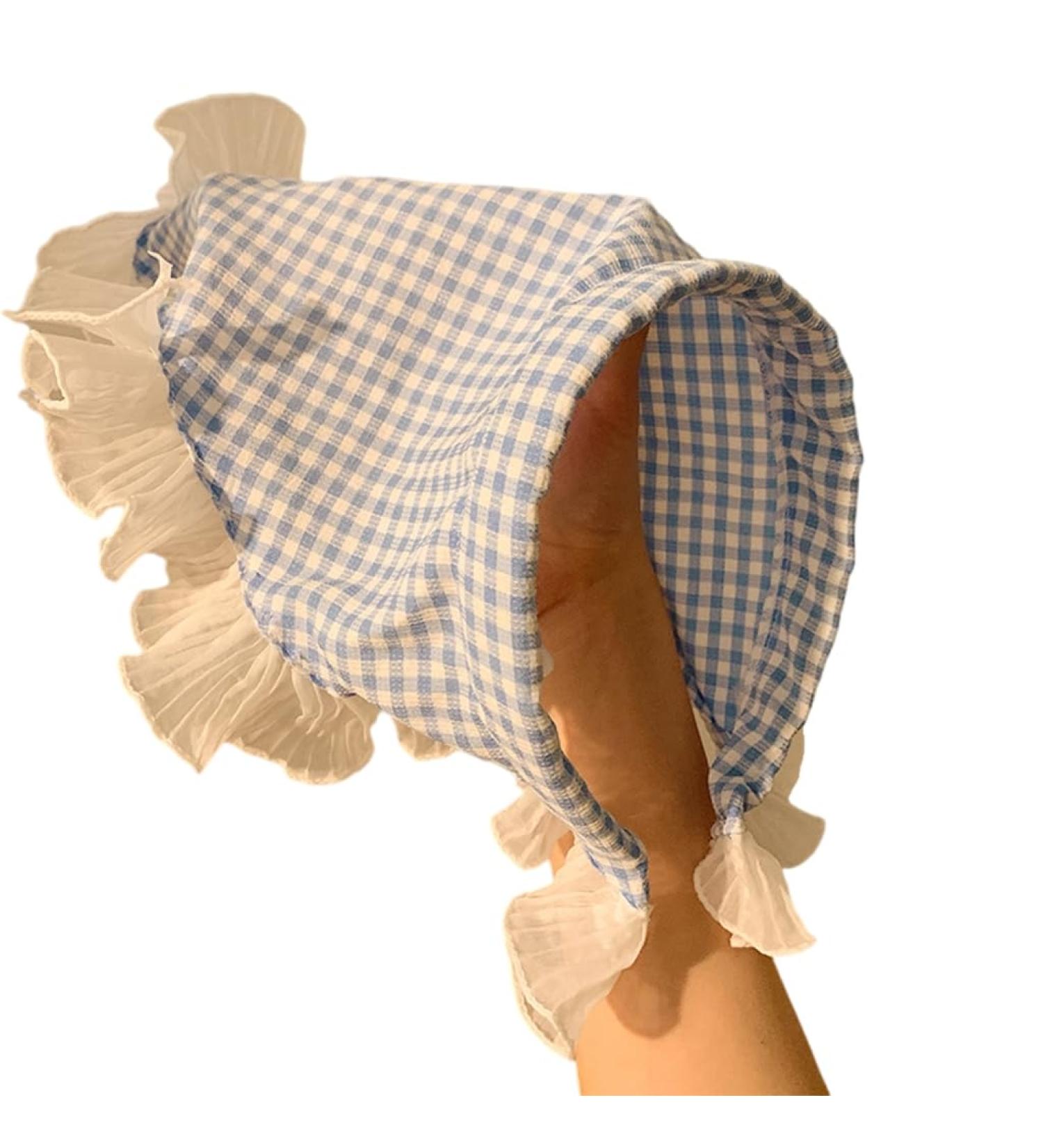 JSGHGDF French Style Hair Scarf Headbands Triangled Head Kerchief Hairband Checkered Bandanas Headbands Cute Hair Accessory Blue - Buy Online on SooperMarket.com