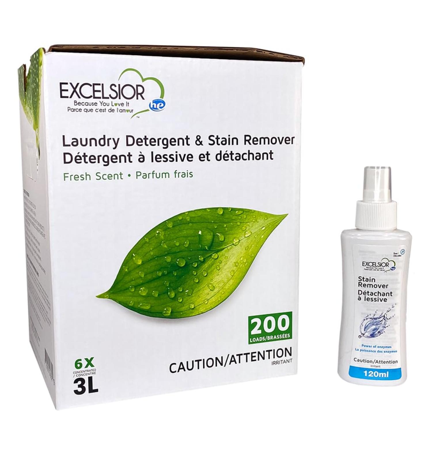 Excelsior Laundry Detergent with Stain Remover - Eco-Friendly & Biodegradable 3L - Fresh Scent for All Washers - Buy Online on SooperMarket.com