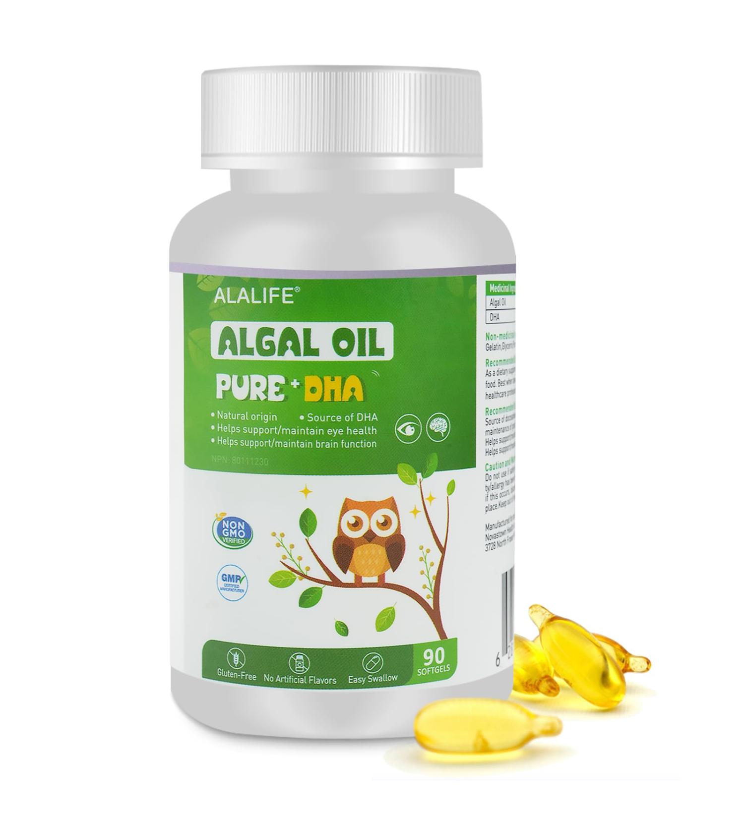 ALALIFE Pure DHA Algal Oil Supplement 170mg for Brain Bone & Heart Health & Joint Support - Non-GMO - Buy Online on SooperMarket.com
