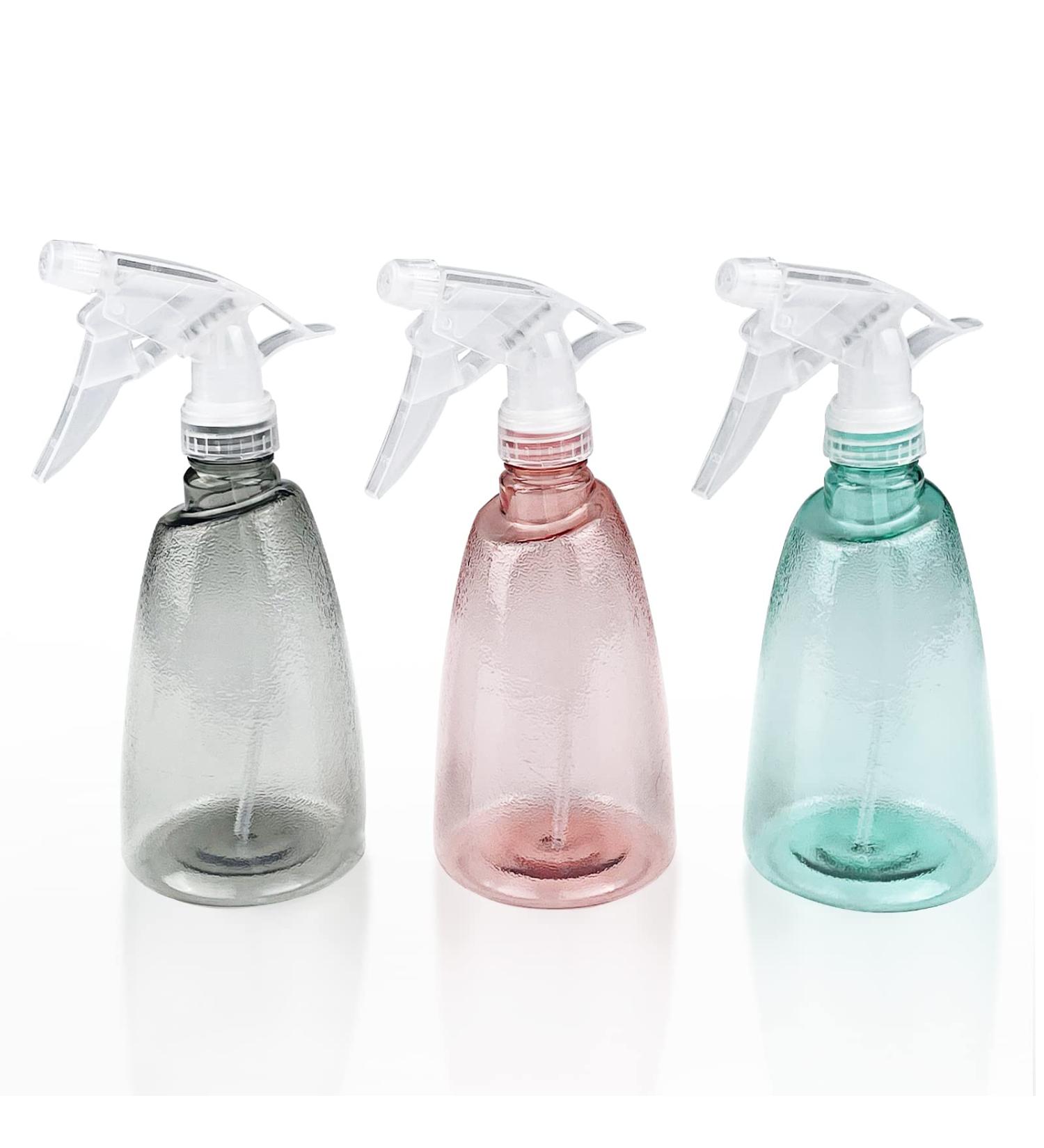 Gvolatee 3 Pack 500ml Refillable Spray Bottles - Transparent Plastic Atomizers for Plants Hair and Cleaning - Mixed Colors - Buy Online on SooperMarket.com