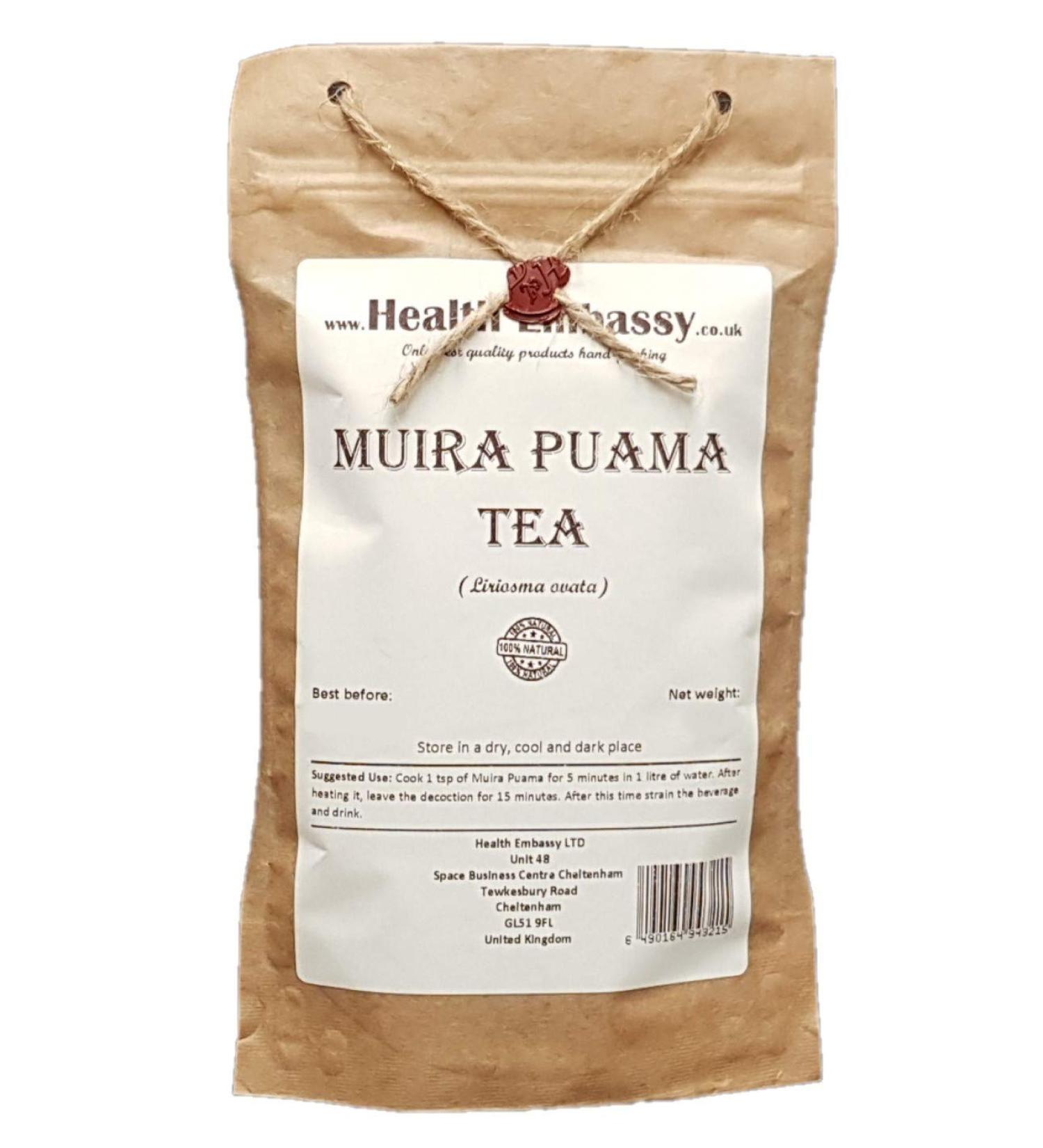 Health Embassy Muira Puama Tea | Ptychopetalum Olacoides | Muira Puama corce Tisane 50g - Buy Online on SooperMarket.com