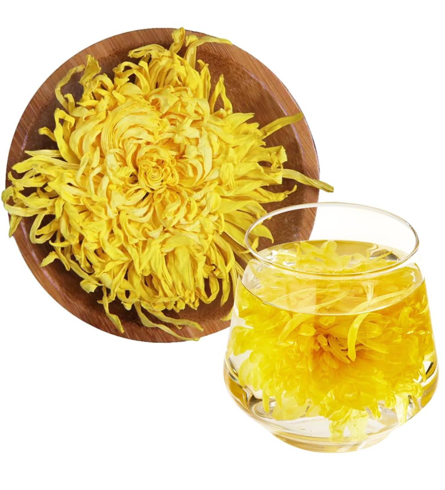 SIJIYUNLI-Golden Chrysanthemum 20g/0.7oz Non caffeinated loose tea floral tea suitable for people with breath clearing internal heat White Chrysanthemum Flower Tea Flower Tea - Buy Online on SooperMarket.com