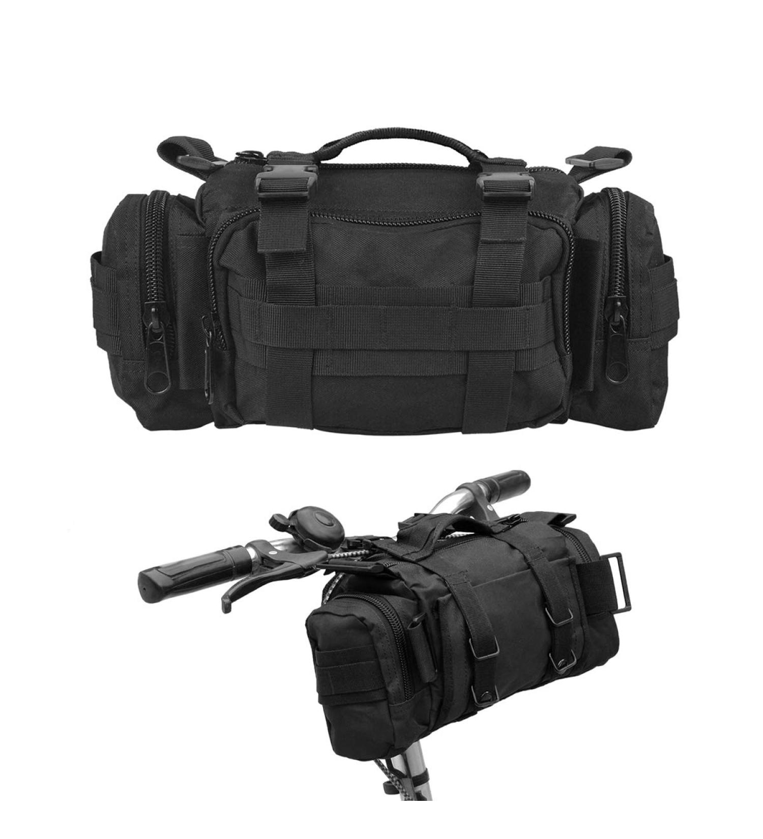 BraveHawk OUTDOORS Bike Handlebar Bag - Water Resistant 900D Nylon Oxford Waist Bag for Cycling - Black Medium - Buy Online on SooperMarket.com