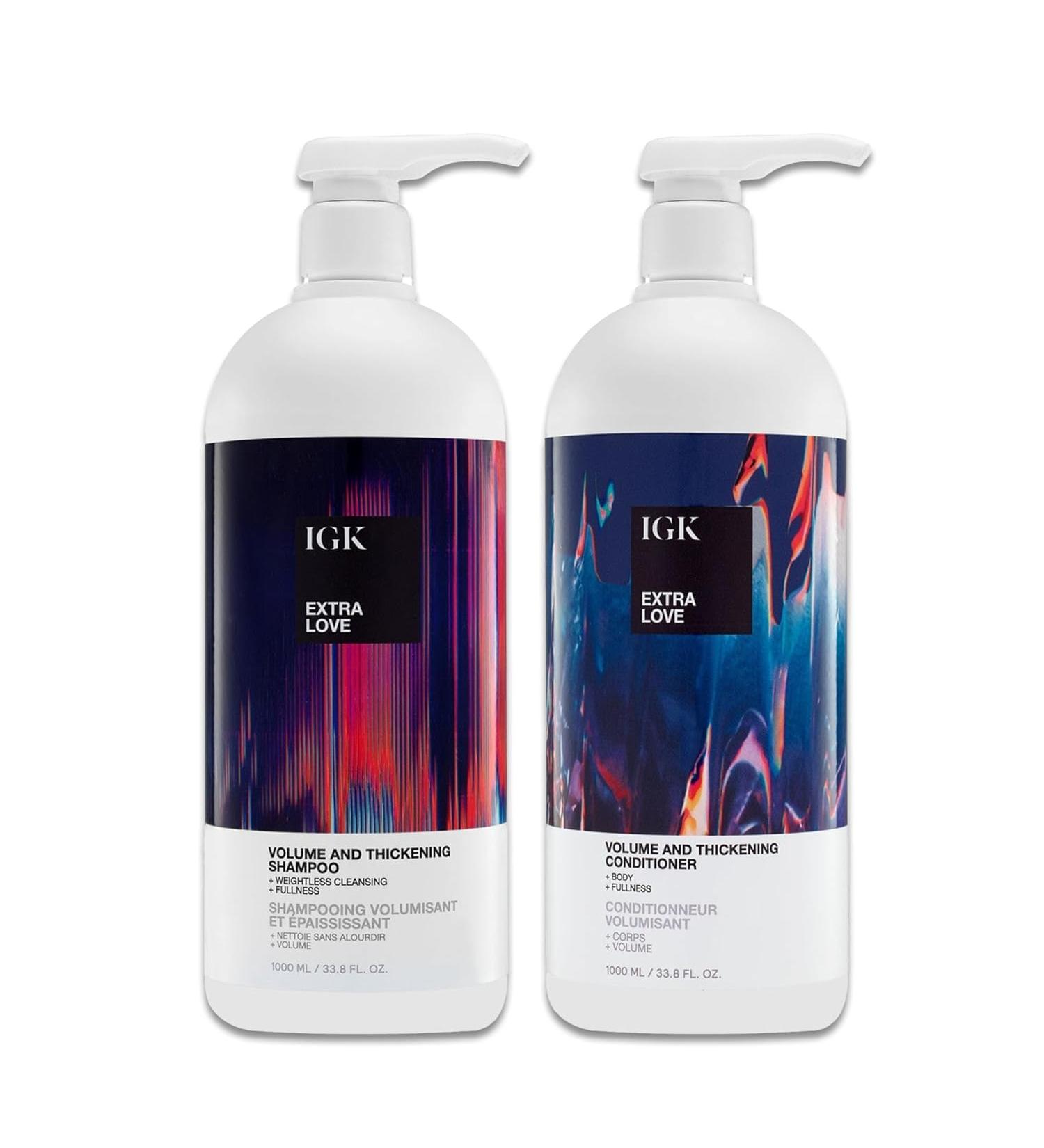 IGK EXTRA LOVE Shampoo and Conditioner Set (33.8 Oz) | Volume & Thickening | Vegan & Cruelty-Free | International Shipping Available - Buy Online on SooperMarket.com