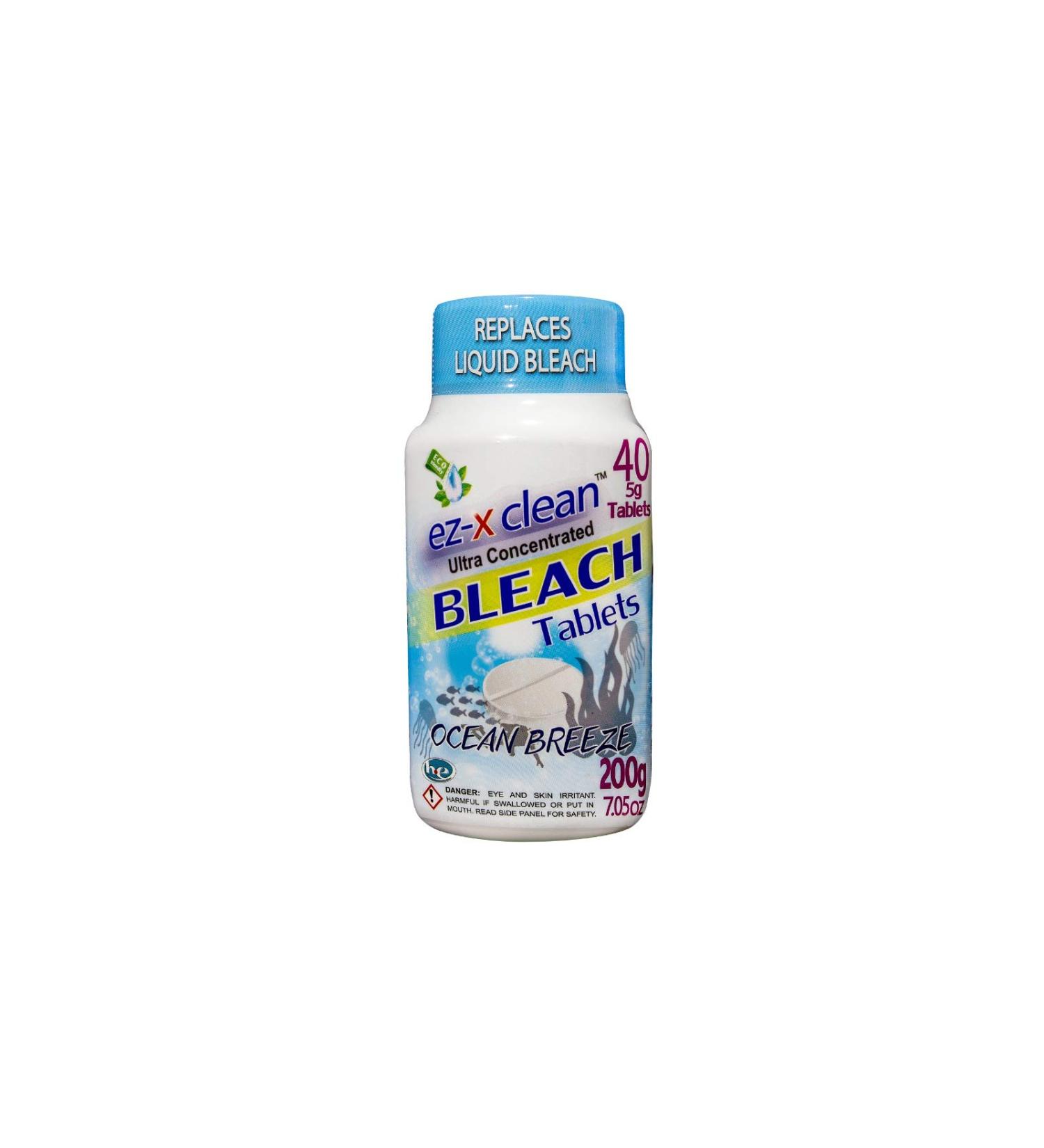 Ultra Concentrated Water Activated Bleach Tablets for Laundry and Multipurpose Cleaning. 40 Tablets 7.05 OZ Phosphate Free Replaces Liquid BLEACHES (Ocean Breeze)