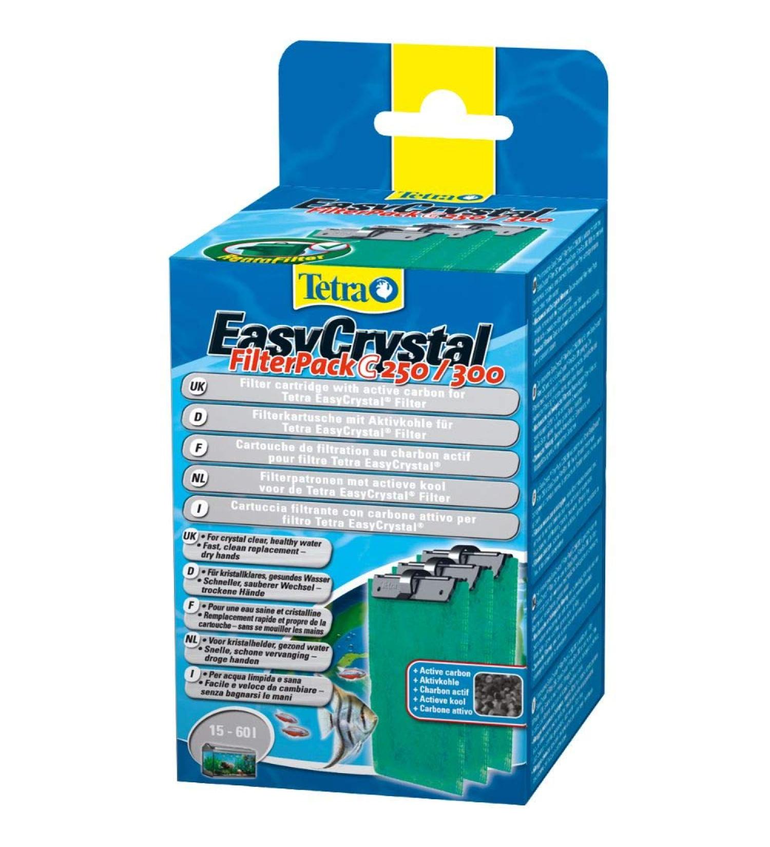 Tetra EasyCrystal Filt Pack C250/300 - Activated Carbon Filter Pads for Aquariums (15-60L) - 3 Pieces - Optimized Filtration Solution - Buy Online on SooperMarket.com