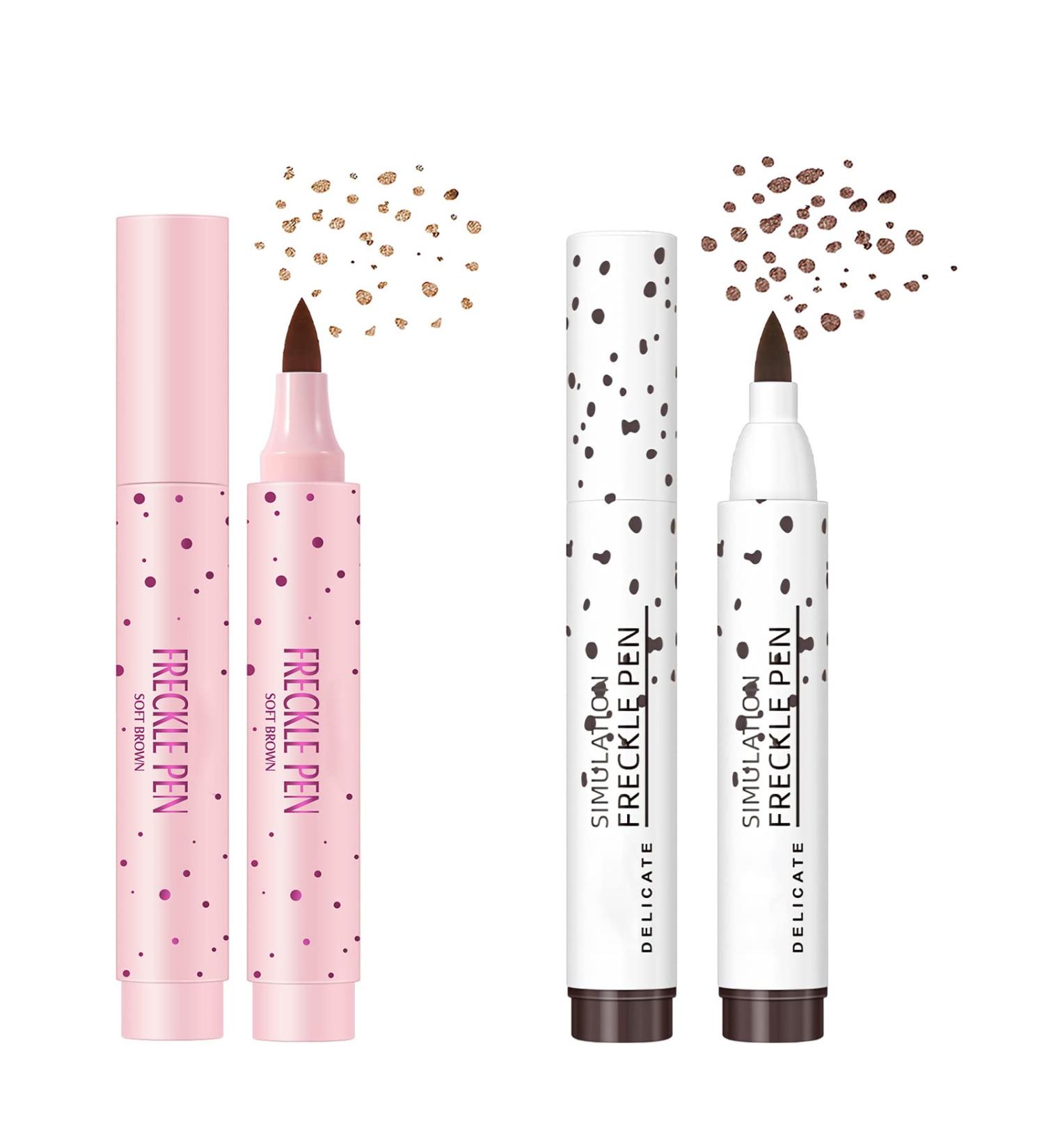 Sumeitang 2 Colors Liquid Freckle Pen - Natural Lifelike Face Fake Freckle Makeup - Waterproof Long Lasting Quick Dry Faux Freckles Pen - Light Brown & Dark Brown - Buy Online on SooperMarket.com