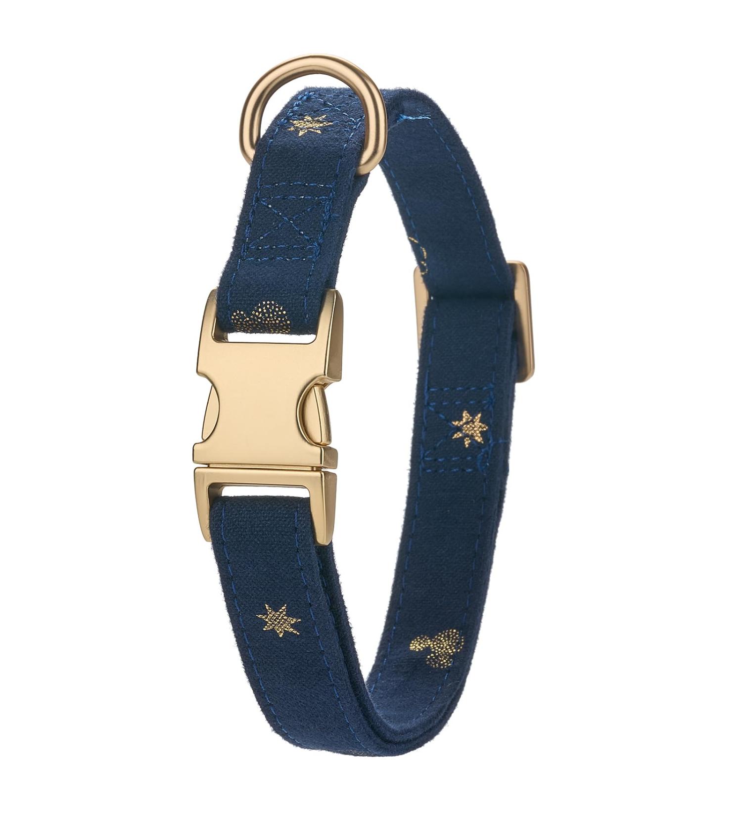 Yudote Soft Dog Collar for Sensitive Skin | Natural Cotton Fabric | Oxford Blue | Ideal for Small Calm Dogs - Buy Online on SooperMarket.com
