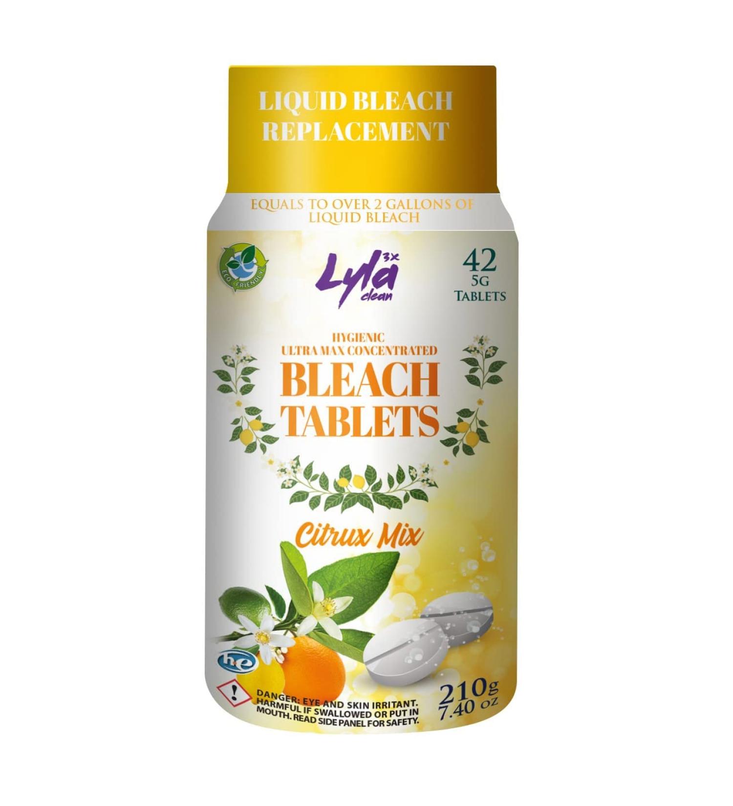 Ultra Max Concentrated Water Activated Bleach Tablets for Laundry and Cleaning. 42 Tablets 7.4 OZ Phosphate Free Replaces Liquid Bleach (Citrus)