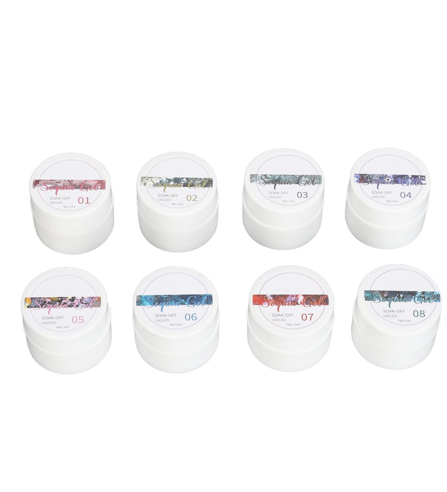 Glitter Nail Polish 8 Shiny Metallic Colors Professional Nail Gel for Salon - Buy Online on SooperMarket.com