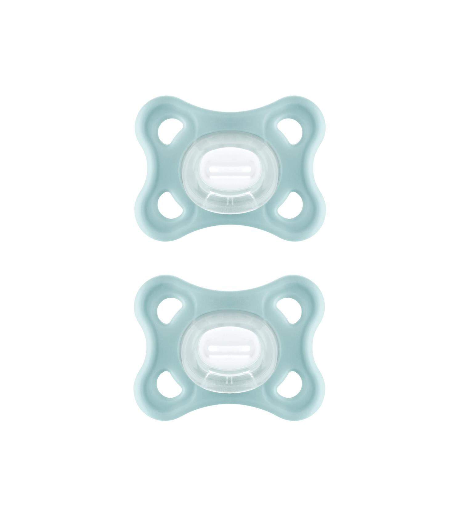 MAM Comfort Schnuller Set of 2 | Small & Lightweight Baby Pacifiers for Newborns | 100% Silicone | Soft MAM Skin | Includes Pacifier Box | 0+ Months | Mint Green - Buy Online on SooperMarket.com
