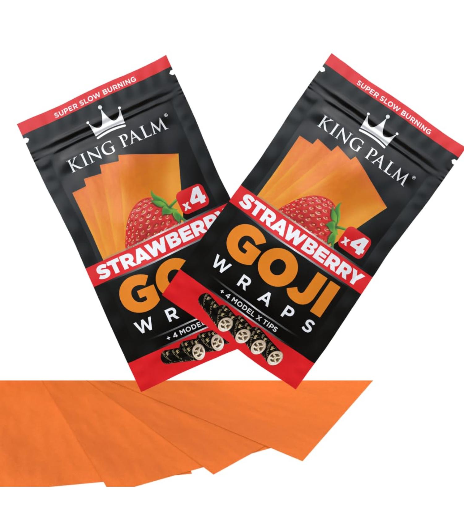 King Palm Goji Berry 4 x Strawberry Wraps Cones Pre Rolls Papers - 4 - Model-X Tips (Strawberry) - Buy Online on SooperMarket.com