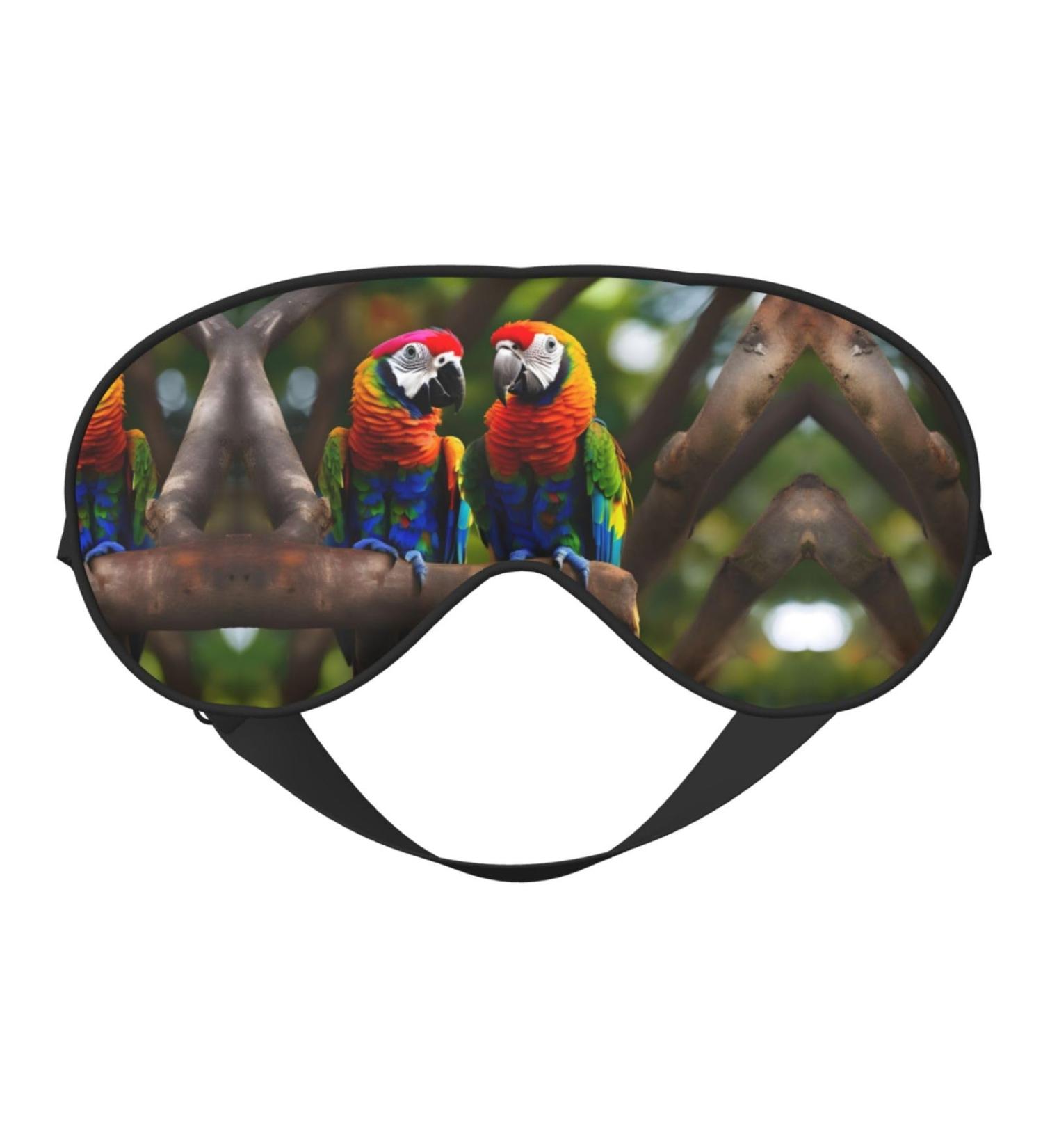 Colorful Parrots On Tree Print Double-Sided Eye Mask Soft and Light Blocking for Enhancing Sleep Quality - Buy Online on SooperMarket.com
