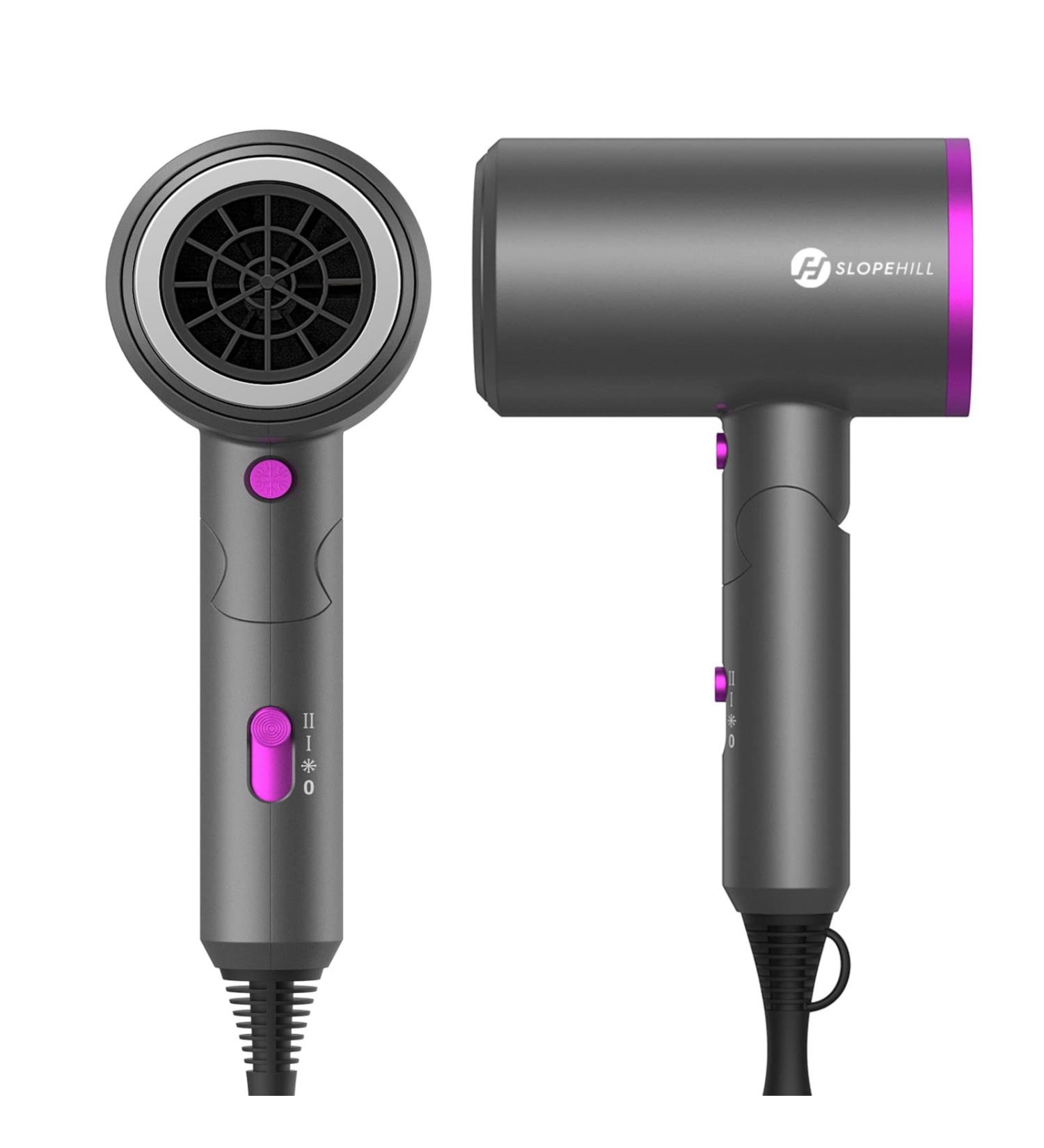 Slopehill 1800W Ionic Hair Dryer - Hot/Cool Wind Blow Dryer with 3 Attachments - ETL/UL/ALCI Safety - Dark Grey - Buy Online on SooperMarket.com